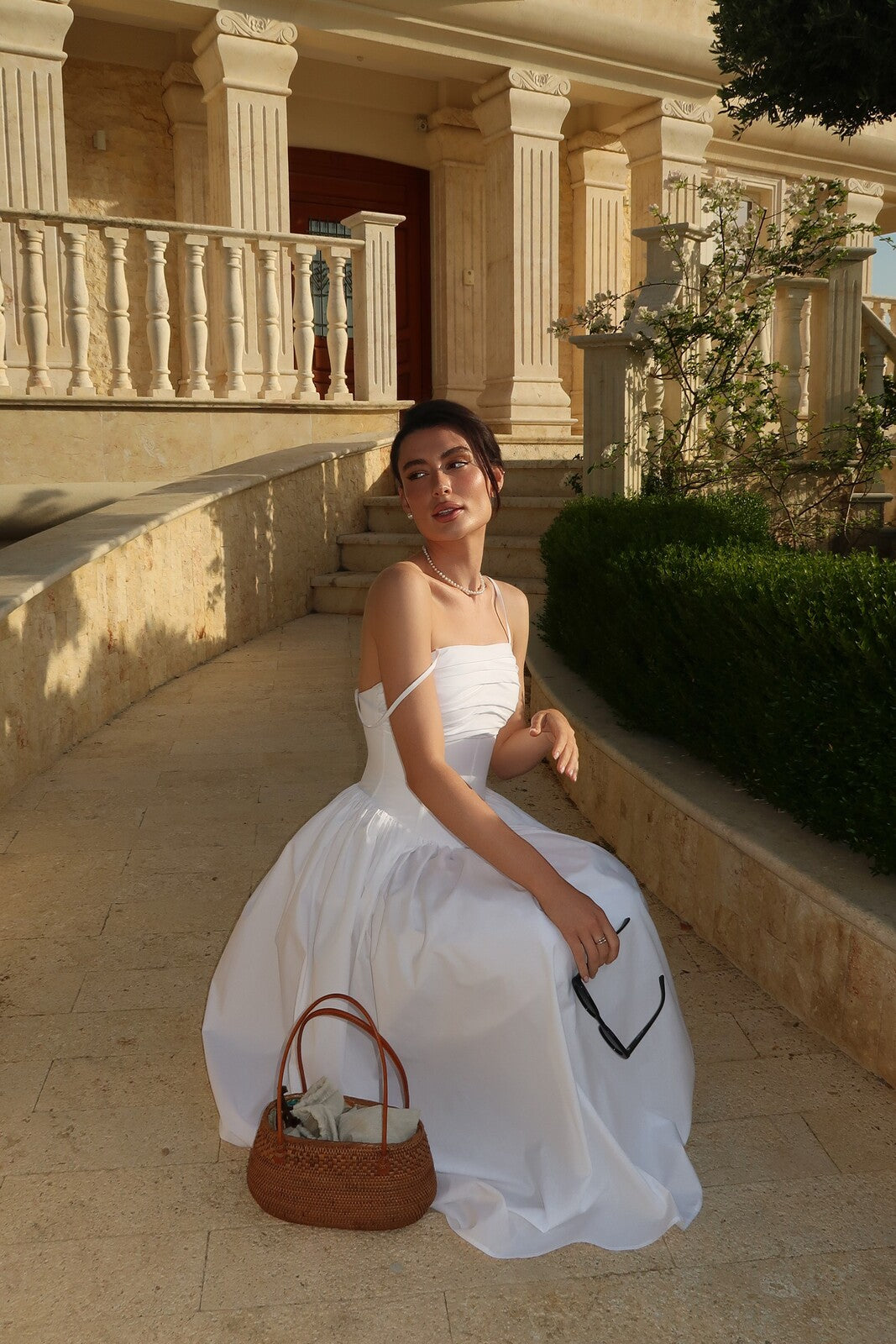 ROBE MIDI BLANCHE EN COTON