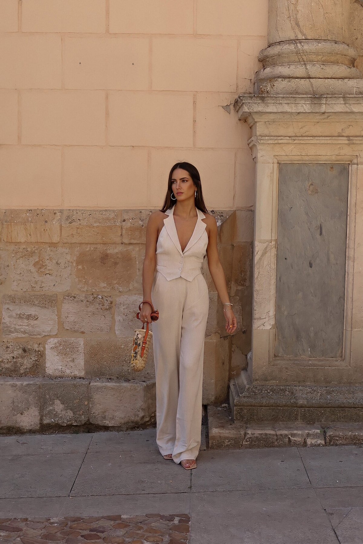 BEIGE LINEN VEST