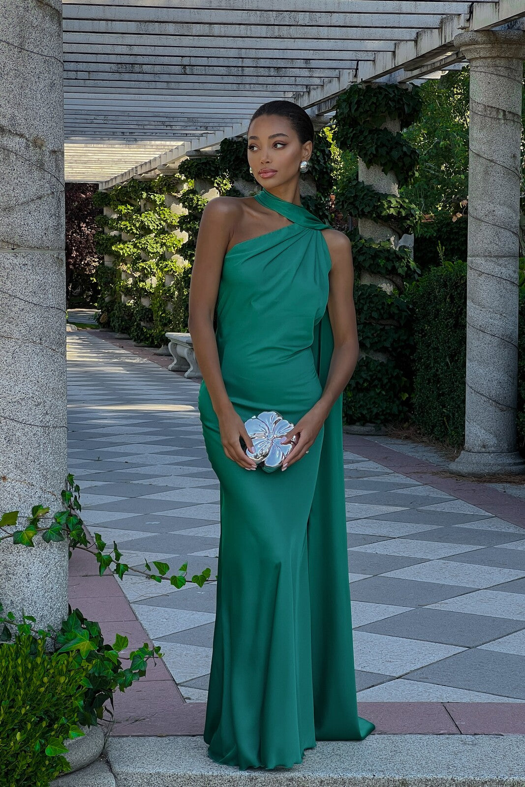 cape dress for women LONG GREEN CAPE DRESS