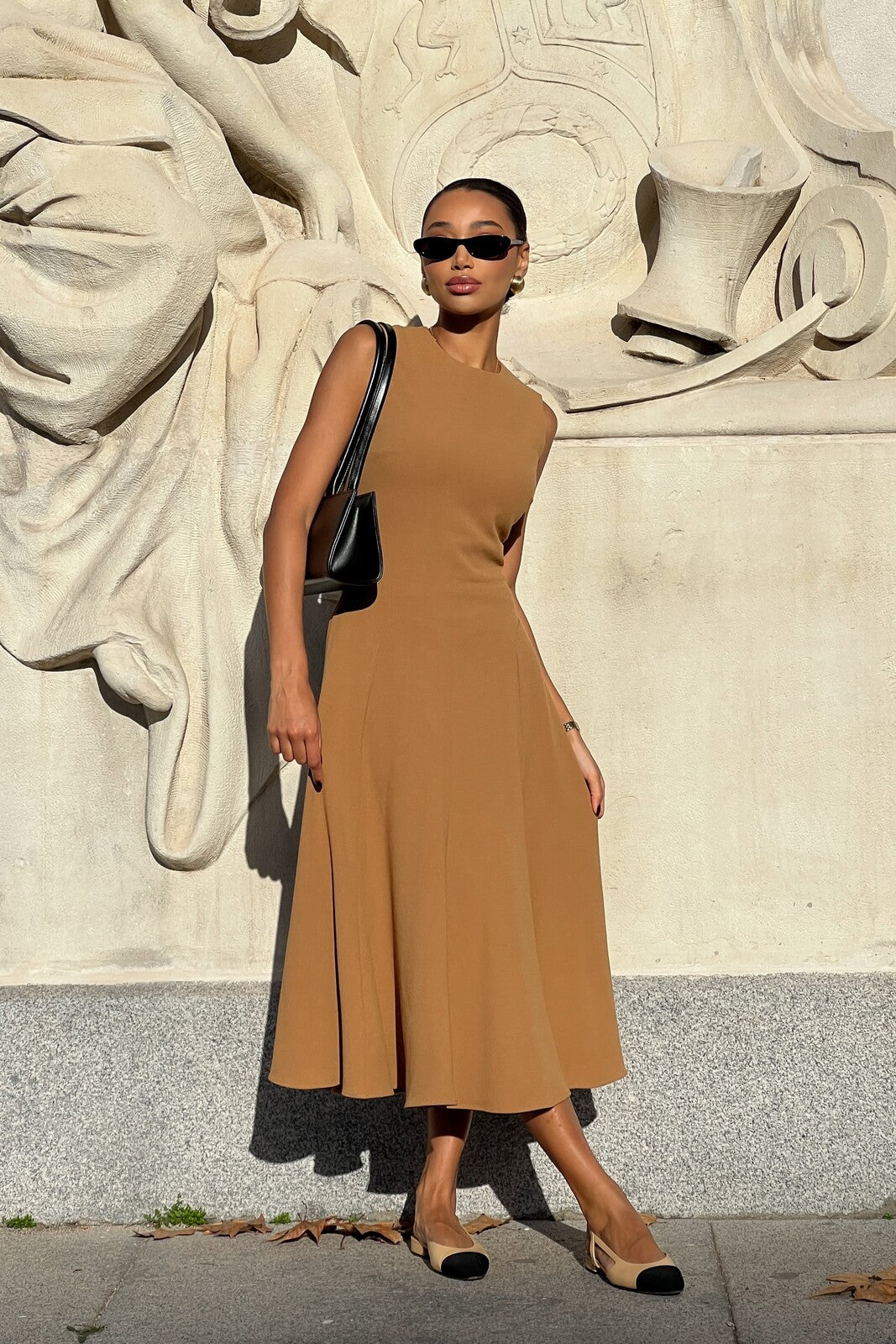 CAMEL SLEEVELESS DRESS - KAO CAMEL SLEEVELESS DRESS - KAO