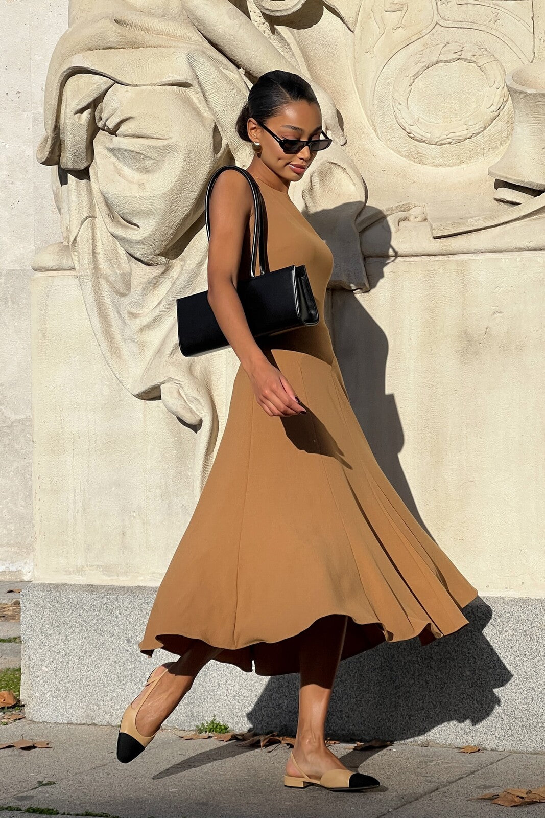 CAMEL SLEEVELESS DRESS CAMEL SLEEVELESS DRESS