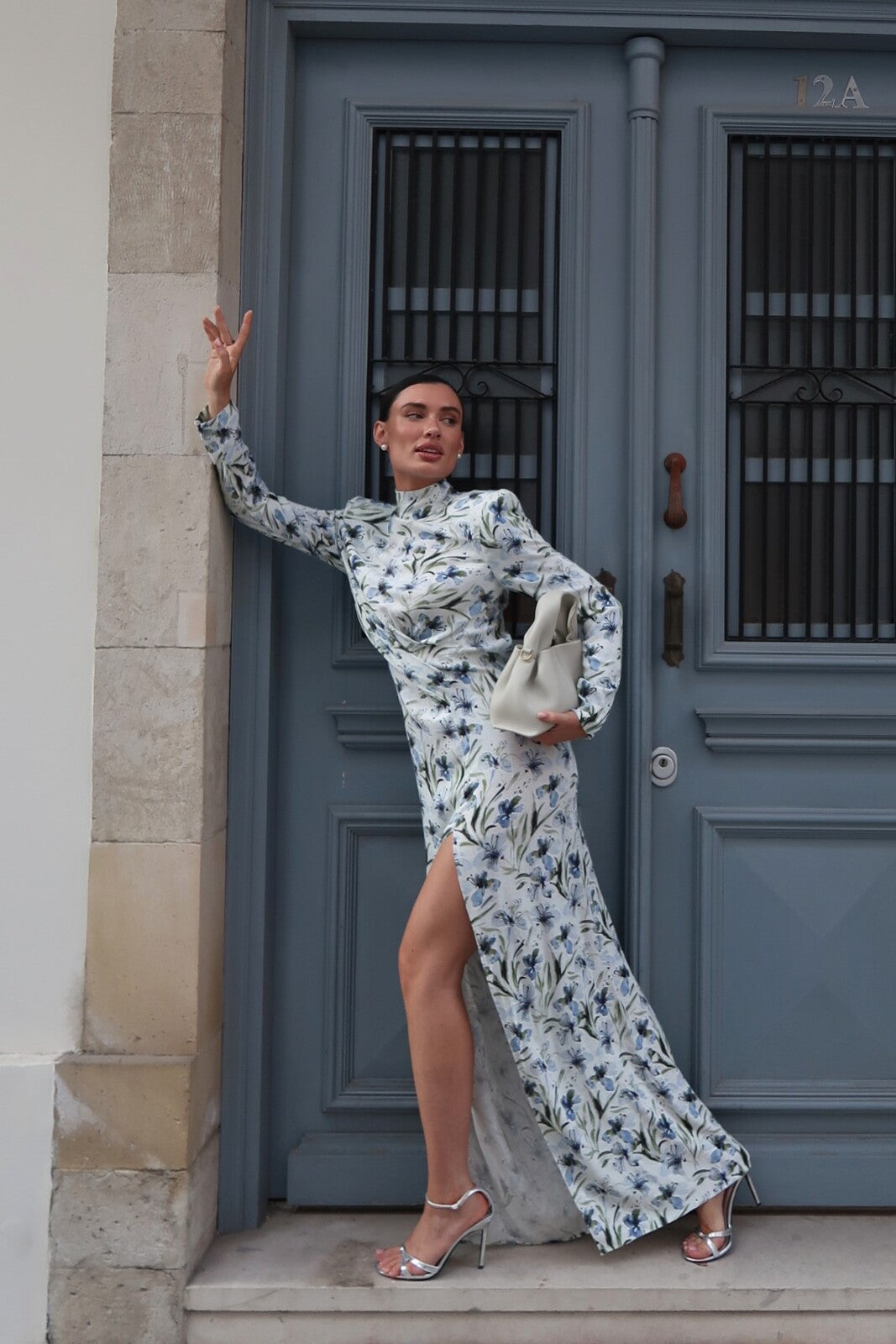 linen dress floral BLUE FLORAL LINEN DRESS