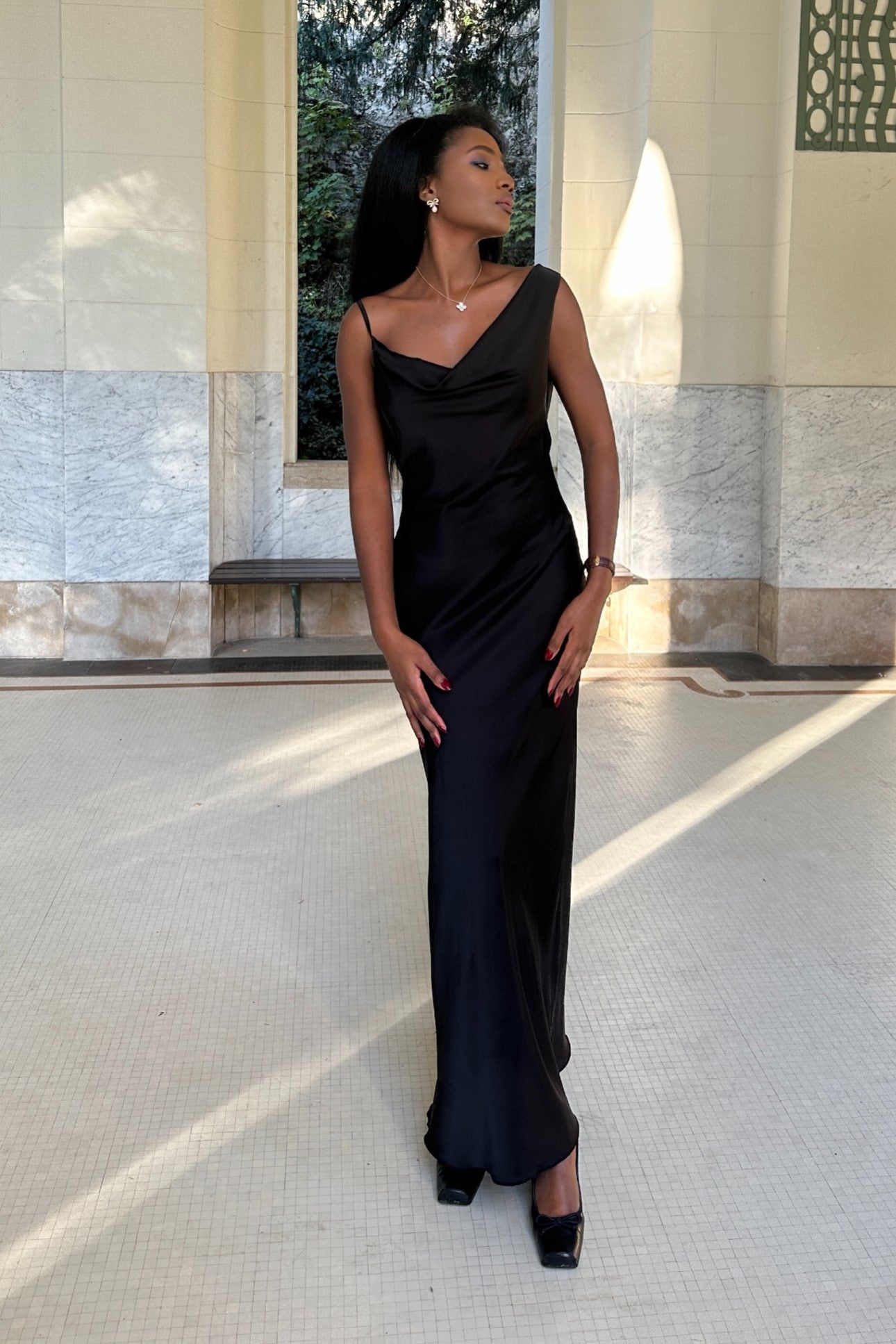 LONG FLUID BLACK DRESS - KAO LONG FLUID BLACK DRESS - KAO