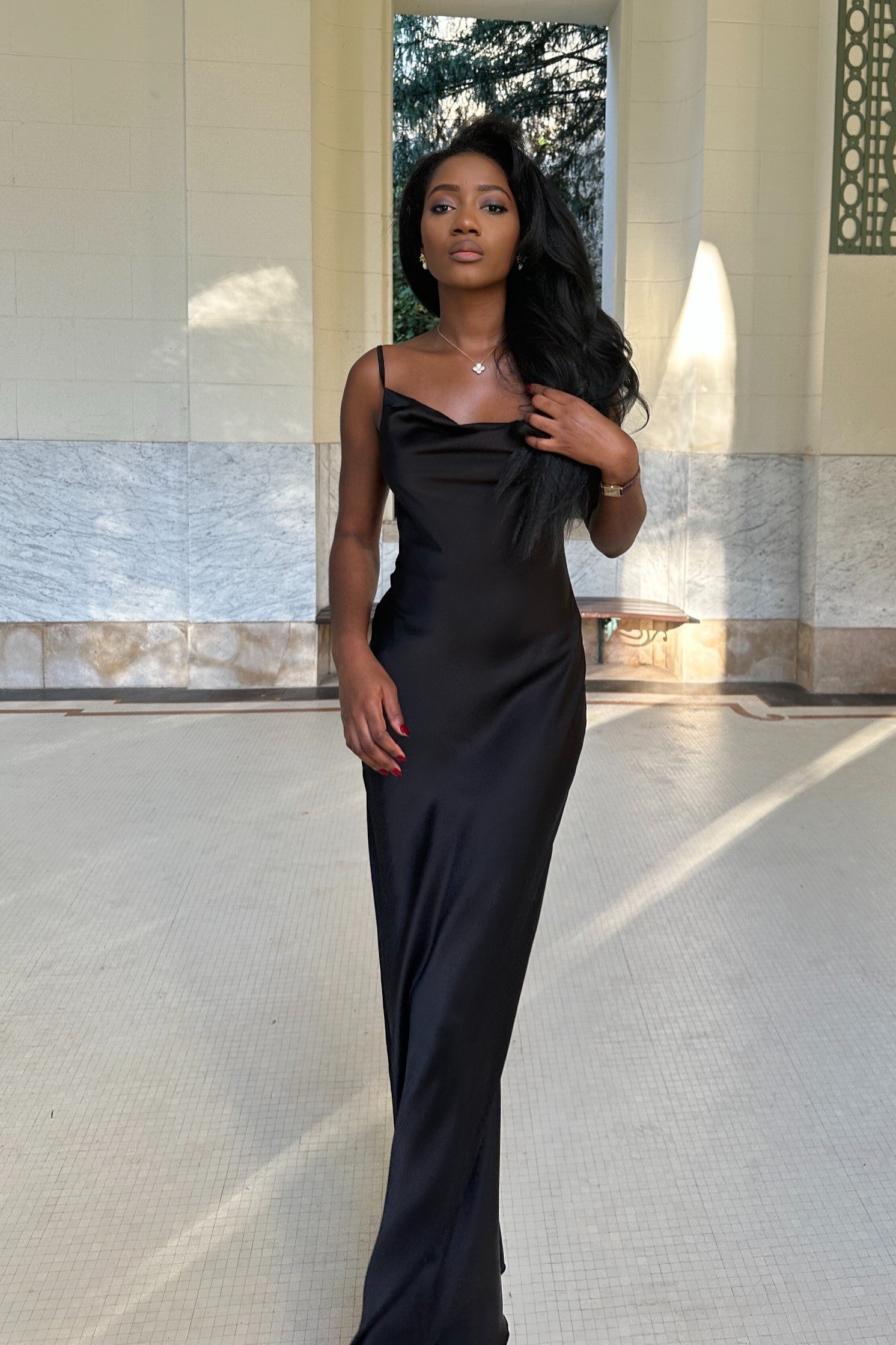 LONG FLUID BLACK DRESS - KAO LONG FLUID BLACK DRESS - KAO