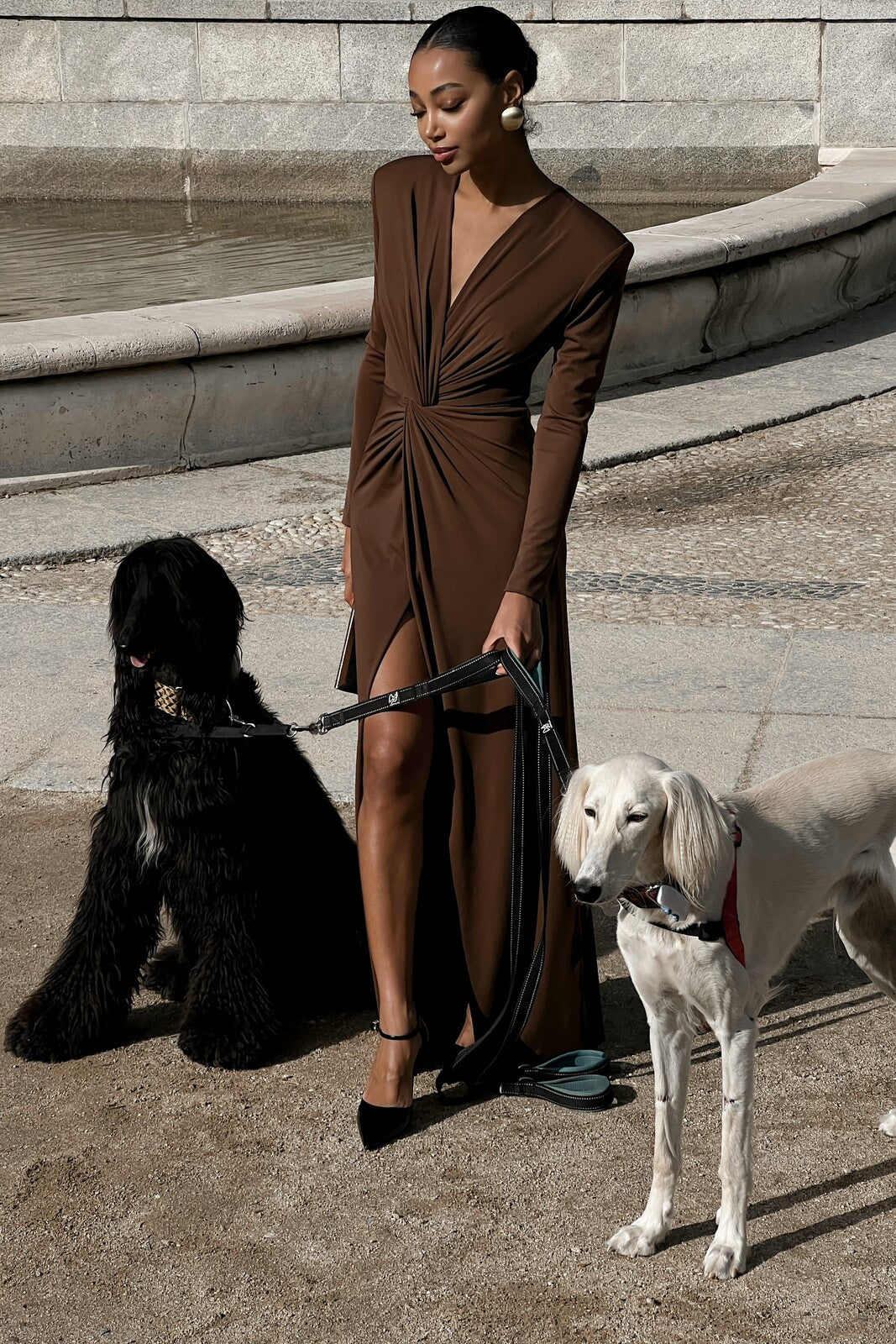 LONG BROWN KNIT DRESS - KAO LONG BROWN KNIT DRESS - KAO