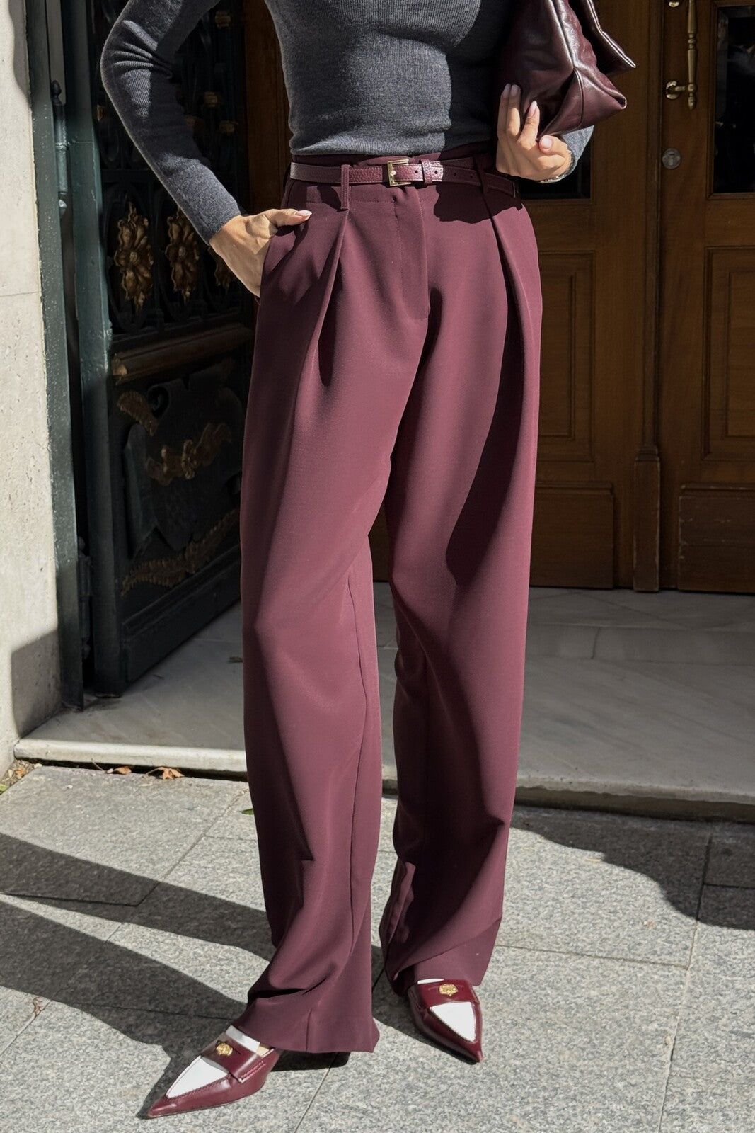 CALÇA FLARE BORDEAUX