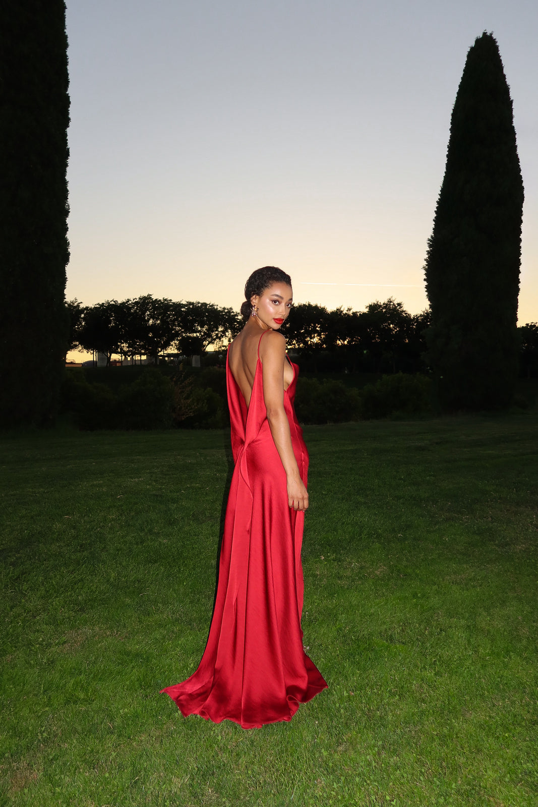 BORDEAUX DRESS DEEP BACK NECKLINE