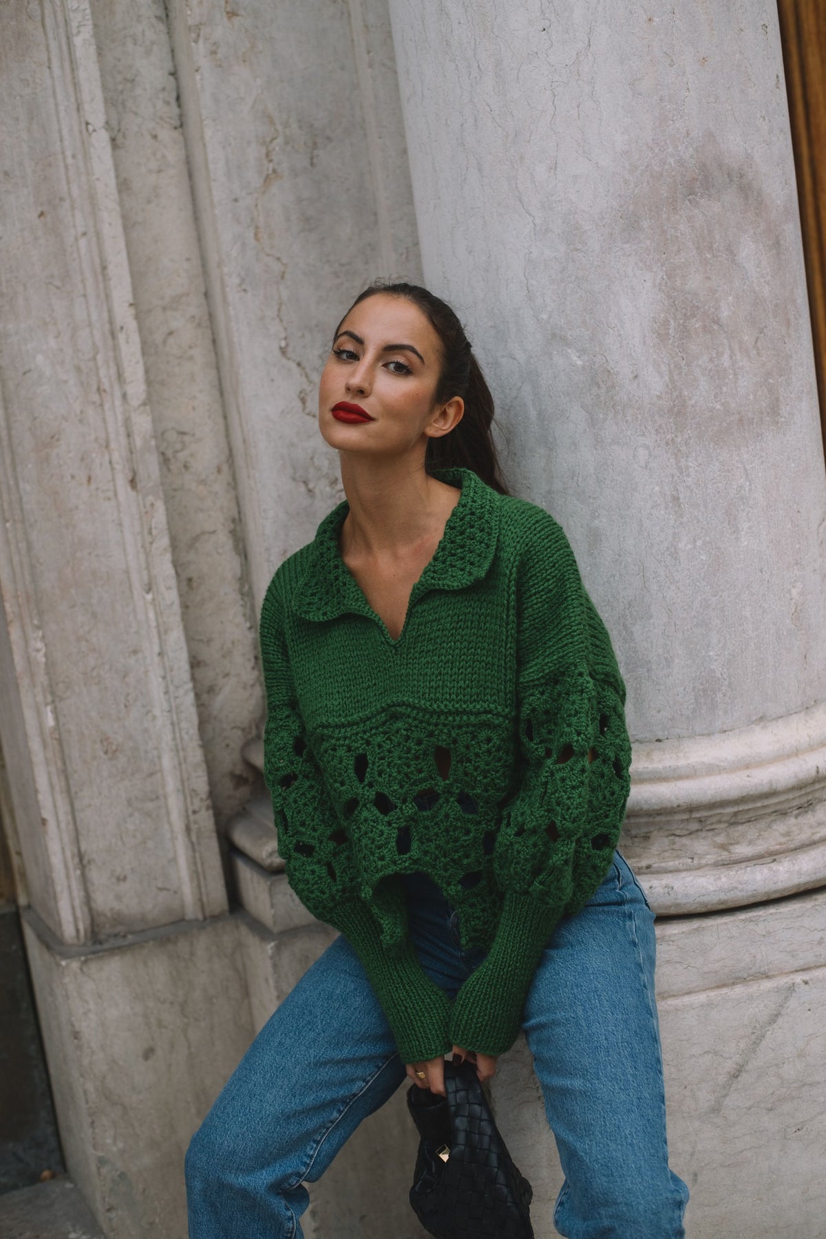 GREEN KNITTED SWEATER
