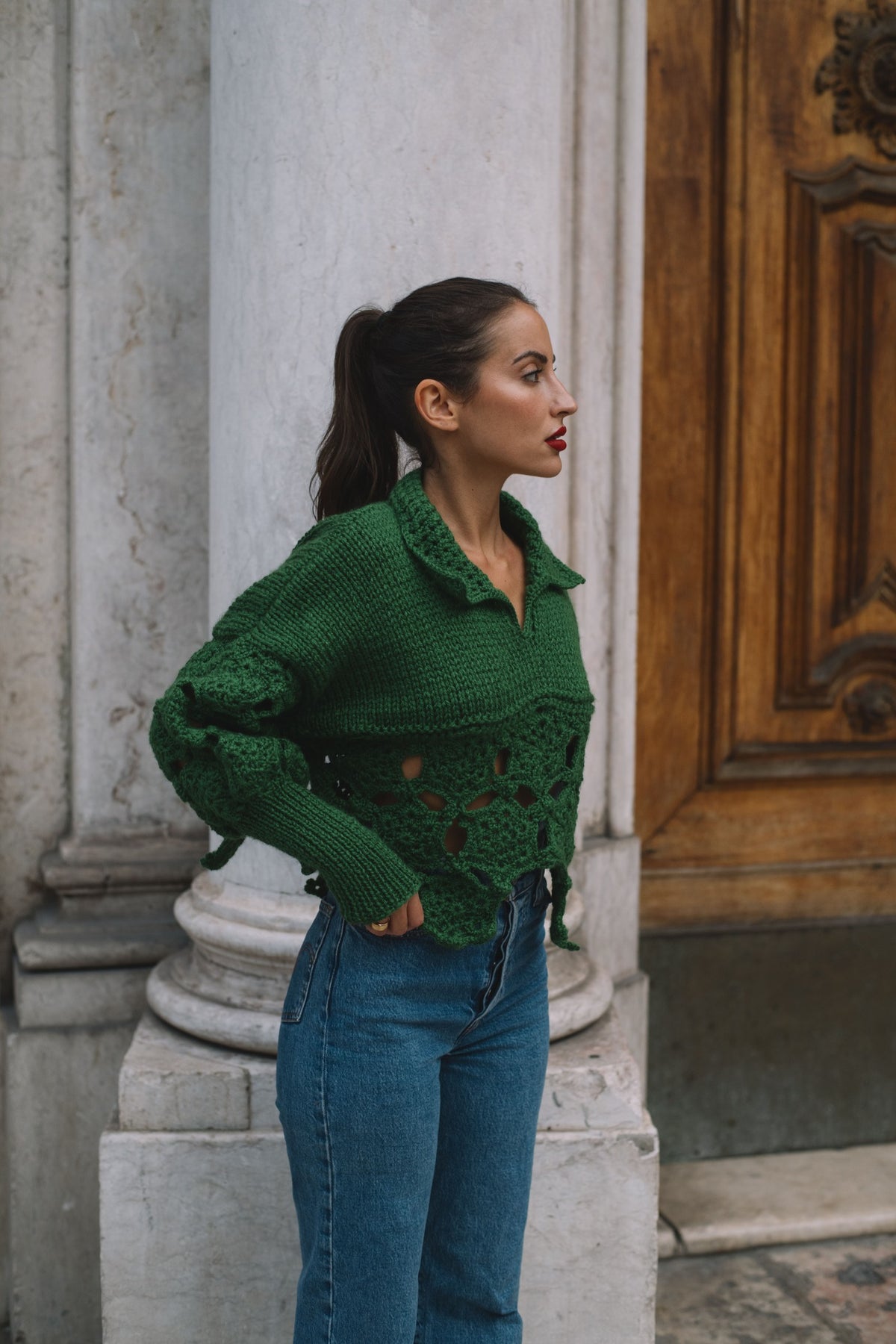 GREEN KNITTED SWEATER