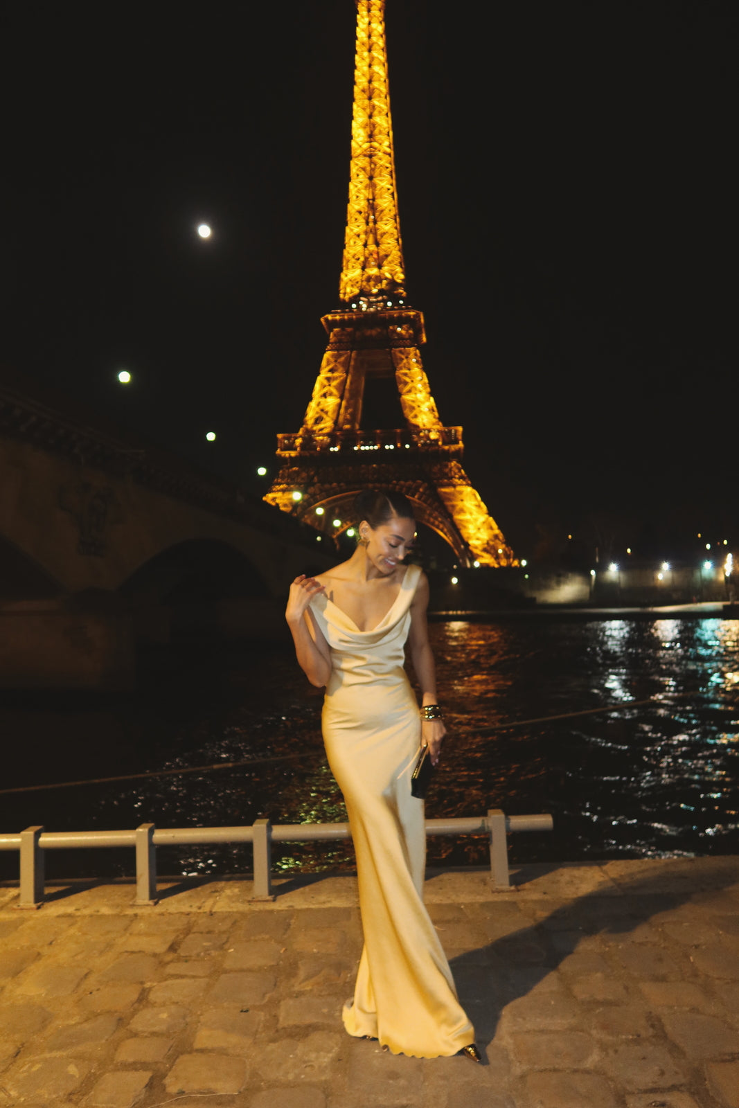 Gold Dress with Pleated Neckline Gold Dress with Pleated Neckline