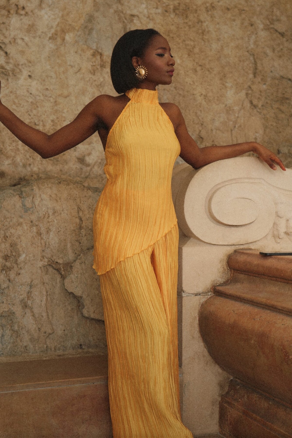 BLUSA GIALLA PLISSETTATA