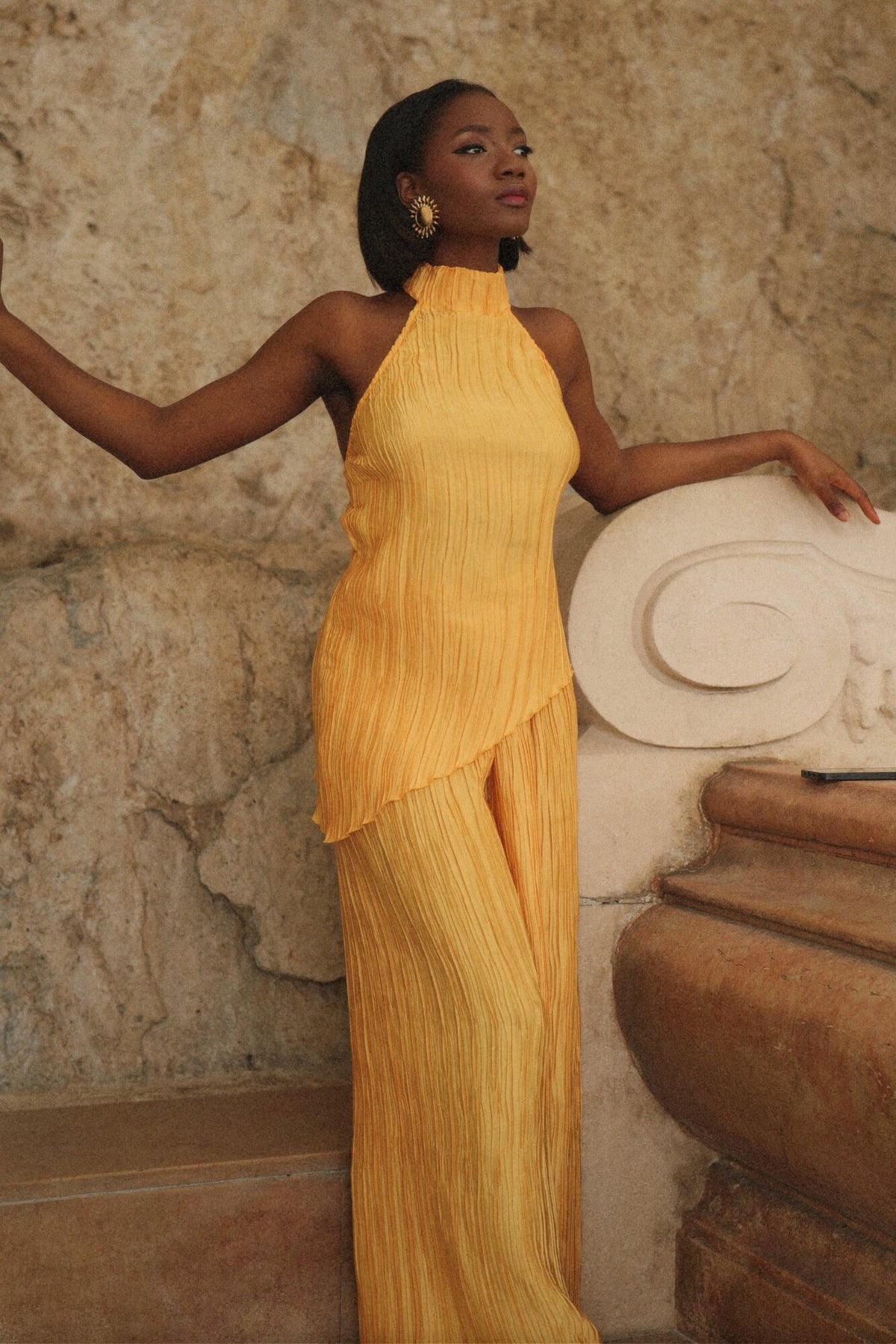 BLUSA GIALLA PLISSETTATA
