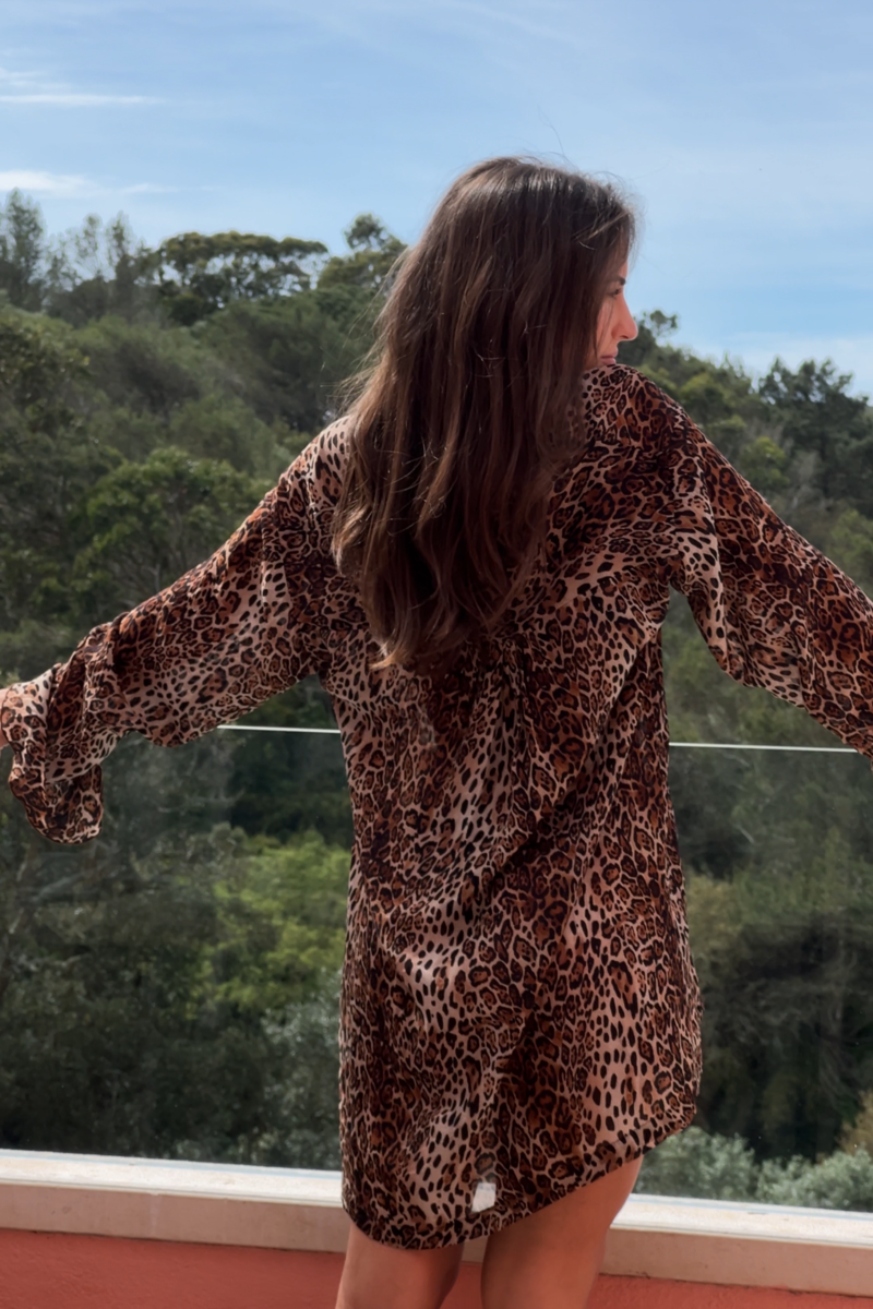 ROBE COURTE A IMPRIME LEOPARD KAOA