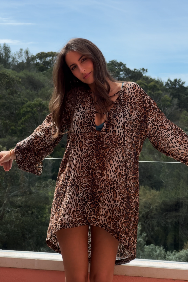 ROBE COURTE A IMPRIME LEOPARD KAOA
