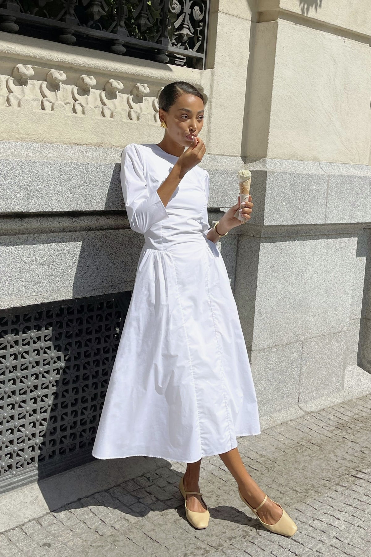 LONG WHITE CHAMBRAY DRESS - KAO LONG WHITE CHAMBRAY DRESS - KAO