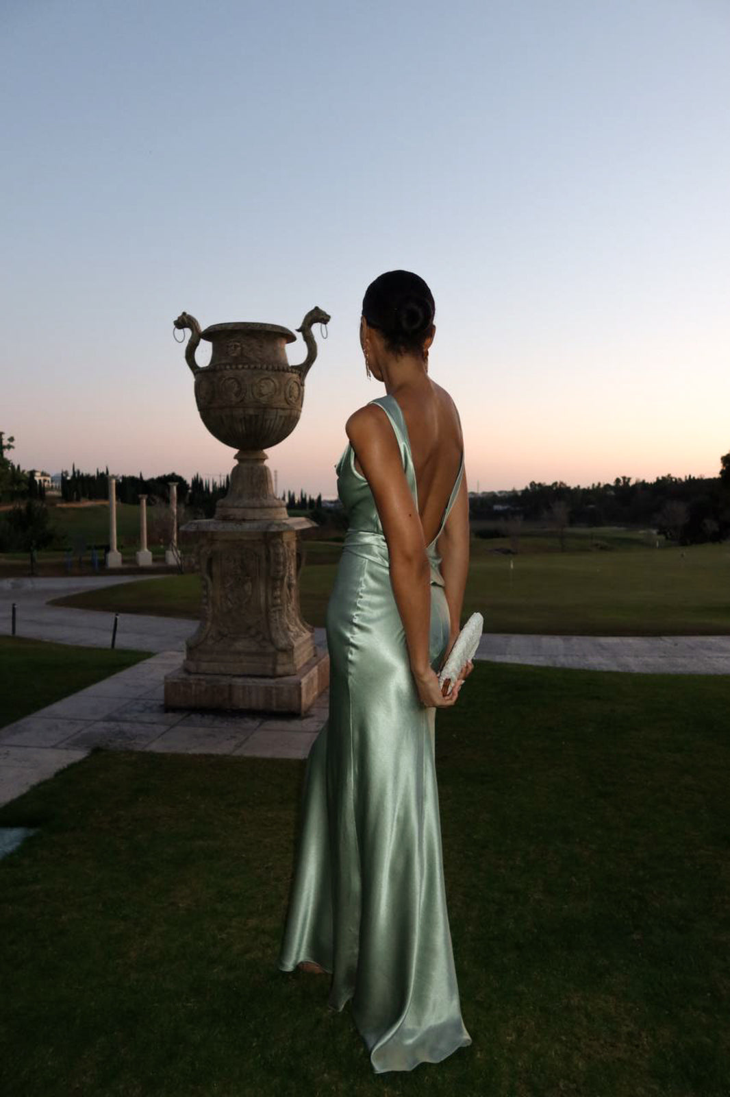 LONG GREEN DRESS WITH SIDE SLIT