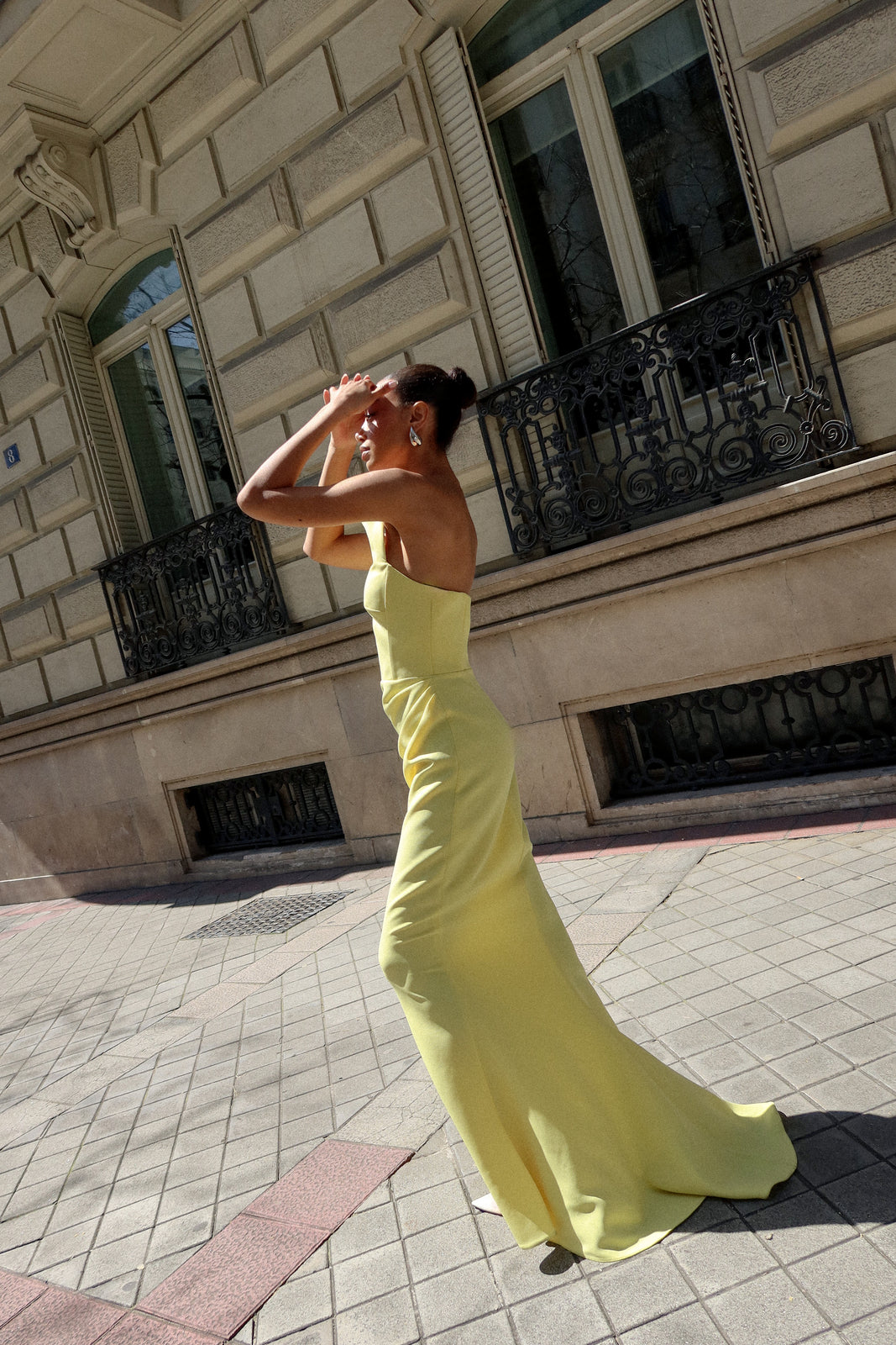 LIGHT YELLOW ASYMMETRIC DRESS