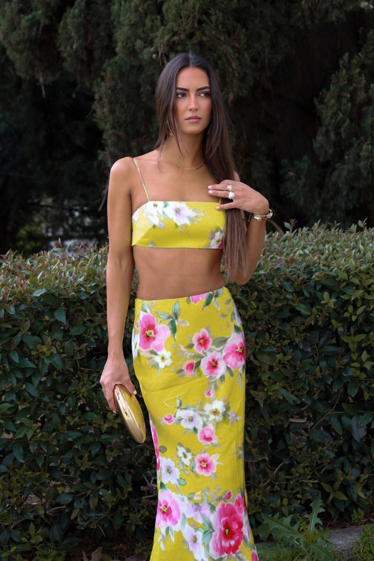 CROP TOP AMARILLO CON ESTAMPADO FLORAL