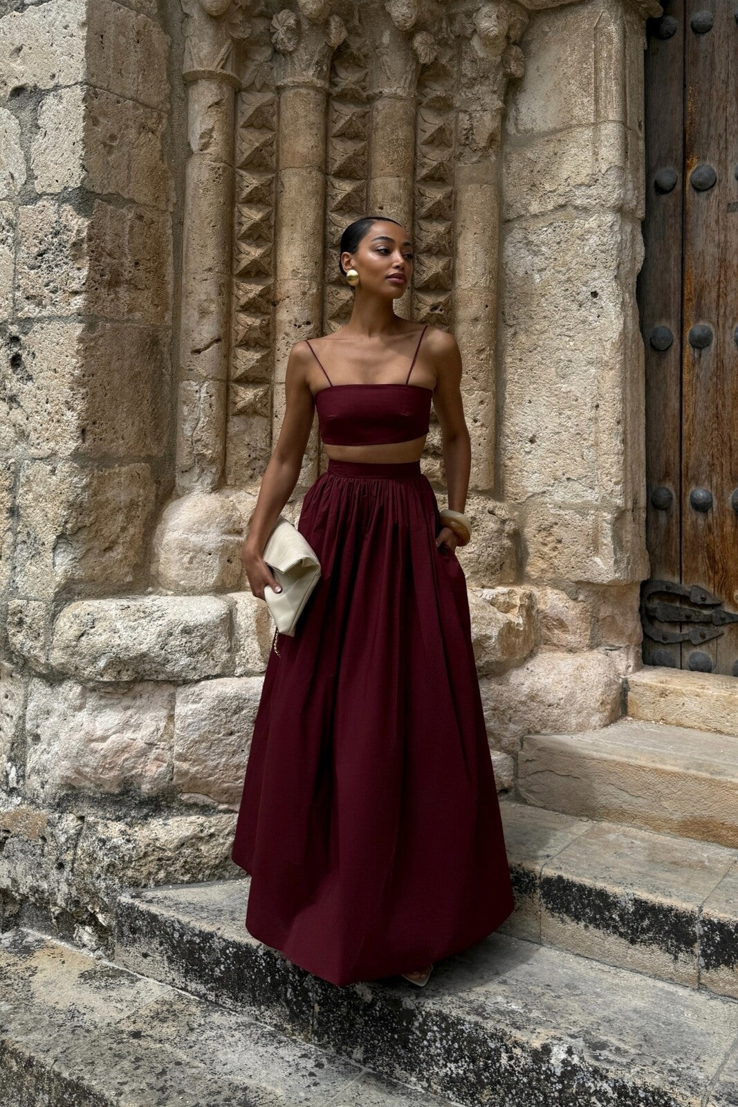 CROP TOP BORDEAUX CHAMBRAY - KAO CROP TOP BORDEAUX CHAMBRAY - KAO