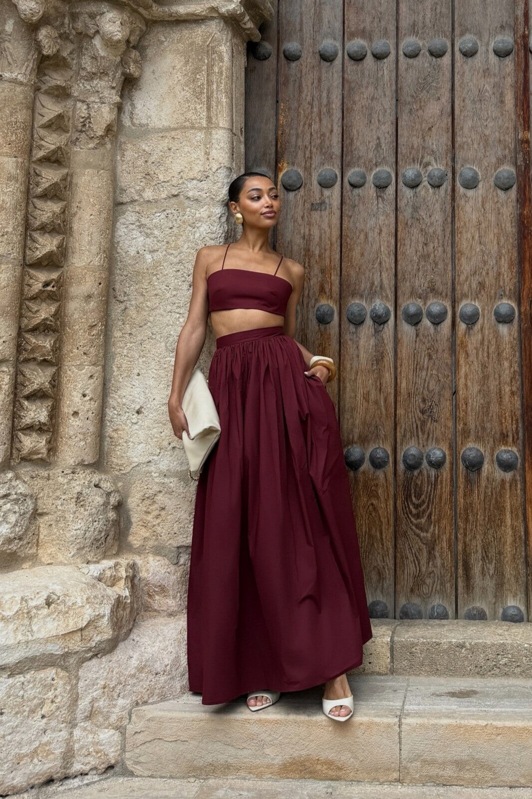 CROP TOP BORDEAUX CAMBRAIA