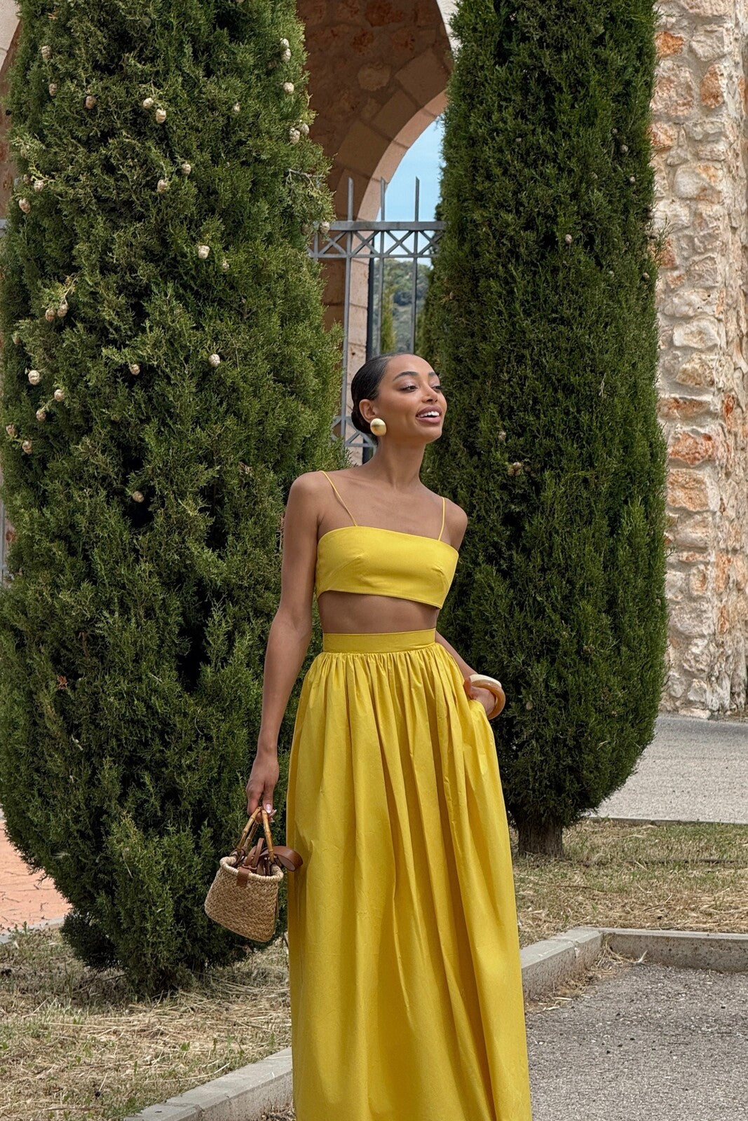 YELLOW CHAMBRAY CROP TOP - KAO YELLOW CHAMBRAY CROP TOP - KAO