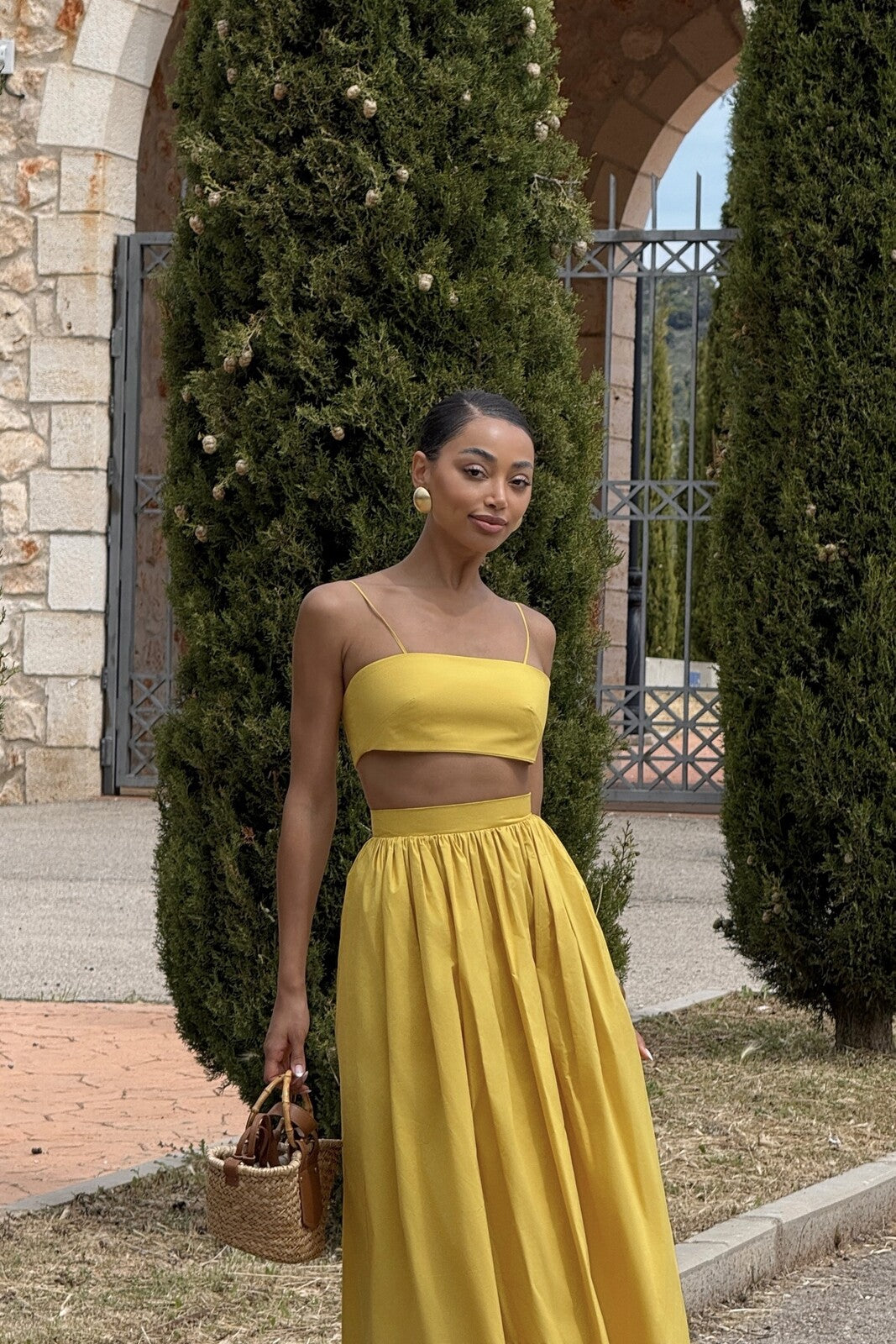 YELLOW CHAMBRAY CROP TOP - KAO YELLOW CHAMBRAY CROP TOP - KAO