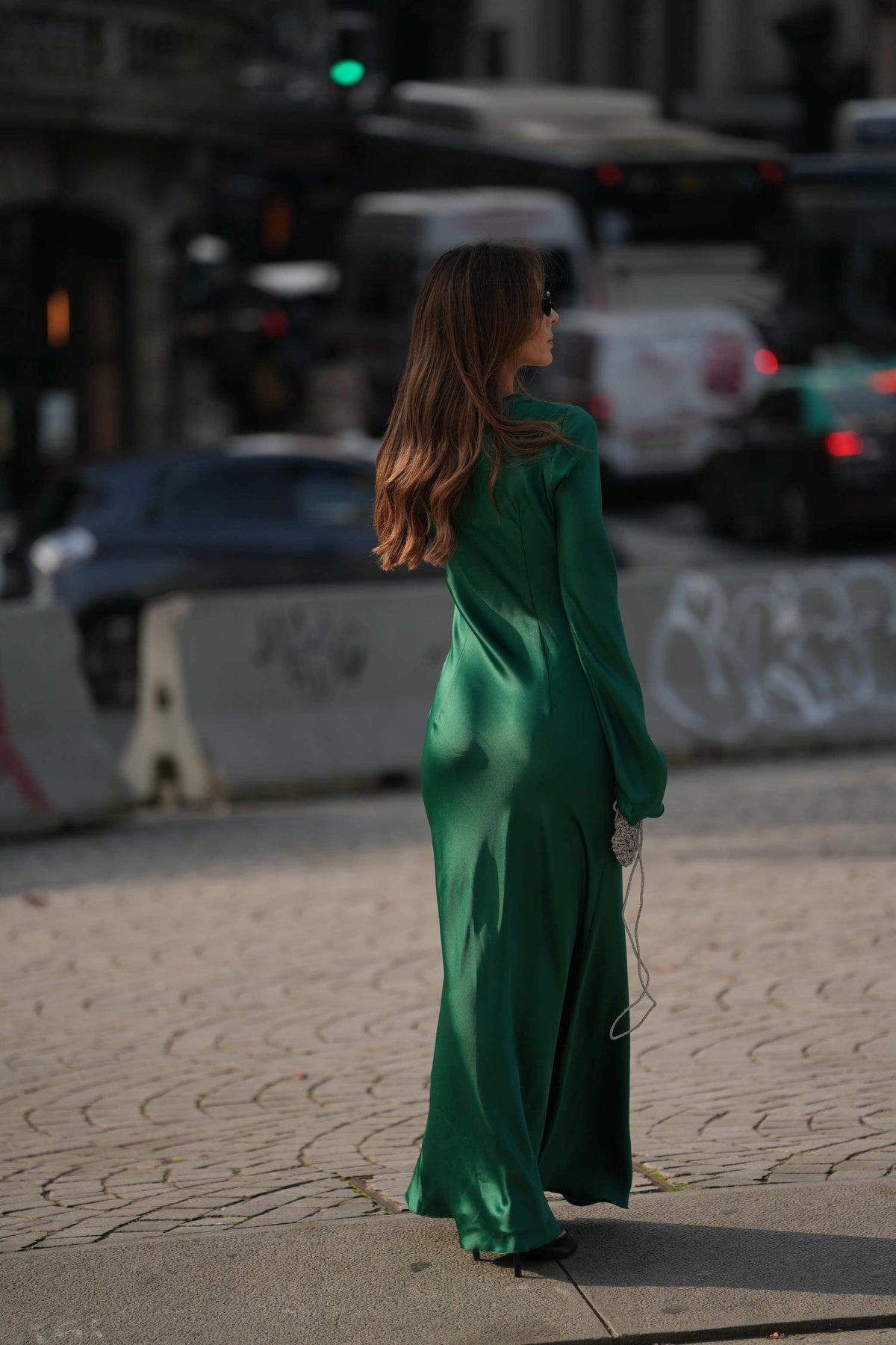 VESTIDO COMPRIDO VERDE VIÉS