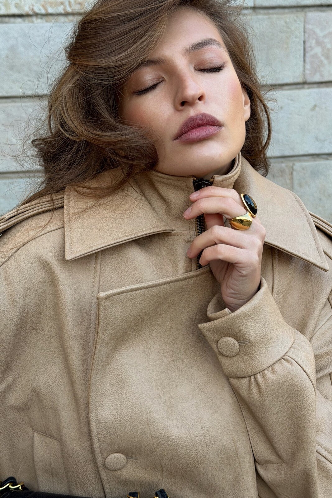 CASACO BIKER BORGO BEGE