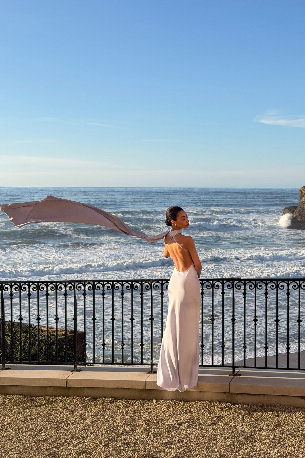LONG LIGHT LAVENDER DRESS WITH CAPE