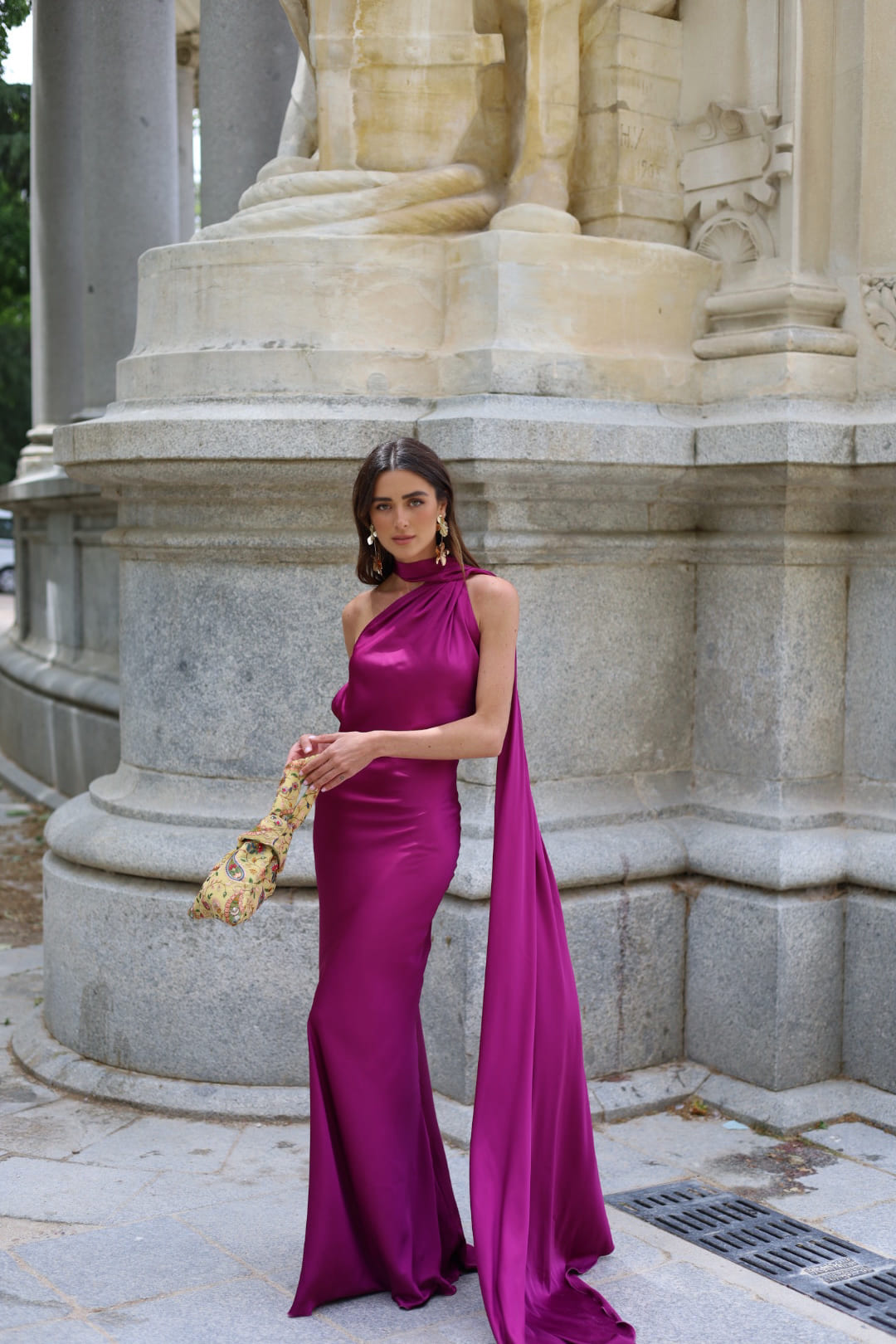 EGGPLANT LONG DRESS WITH CAPE - KAO EGGPLANT LONG DRESS WITH CAPE - KAO