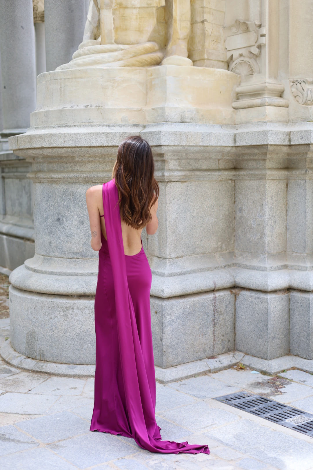 eggplant colored maxi dress Eggplant Long Dress with Cape