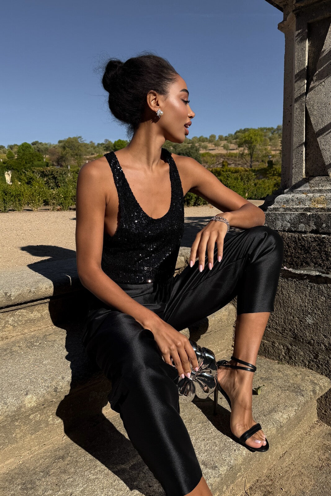 BLACK SEQUIN TANK TOP
