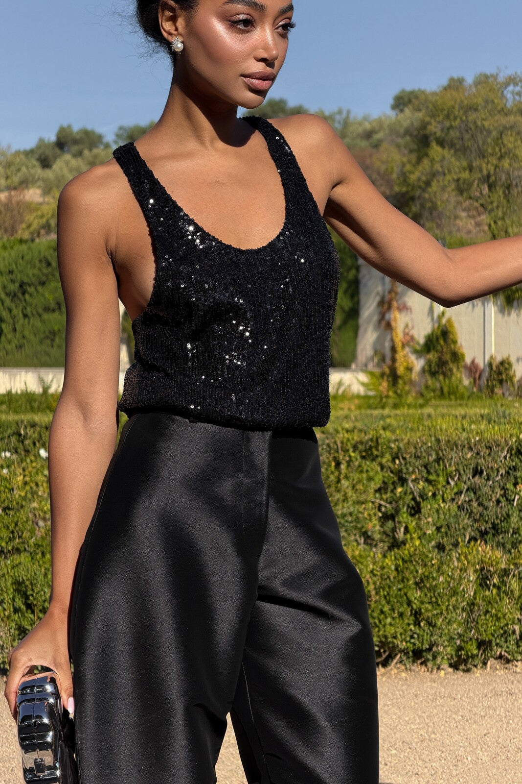 BLACK SEQUIN TANK TOP