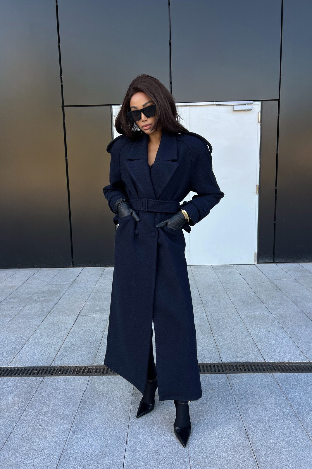 NAVY BLUE OVERSIZED OVERCOAT