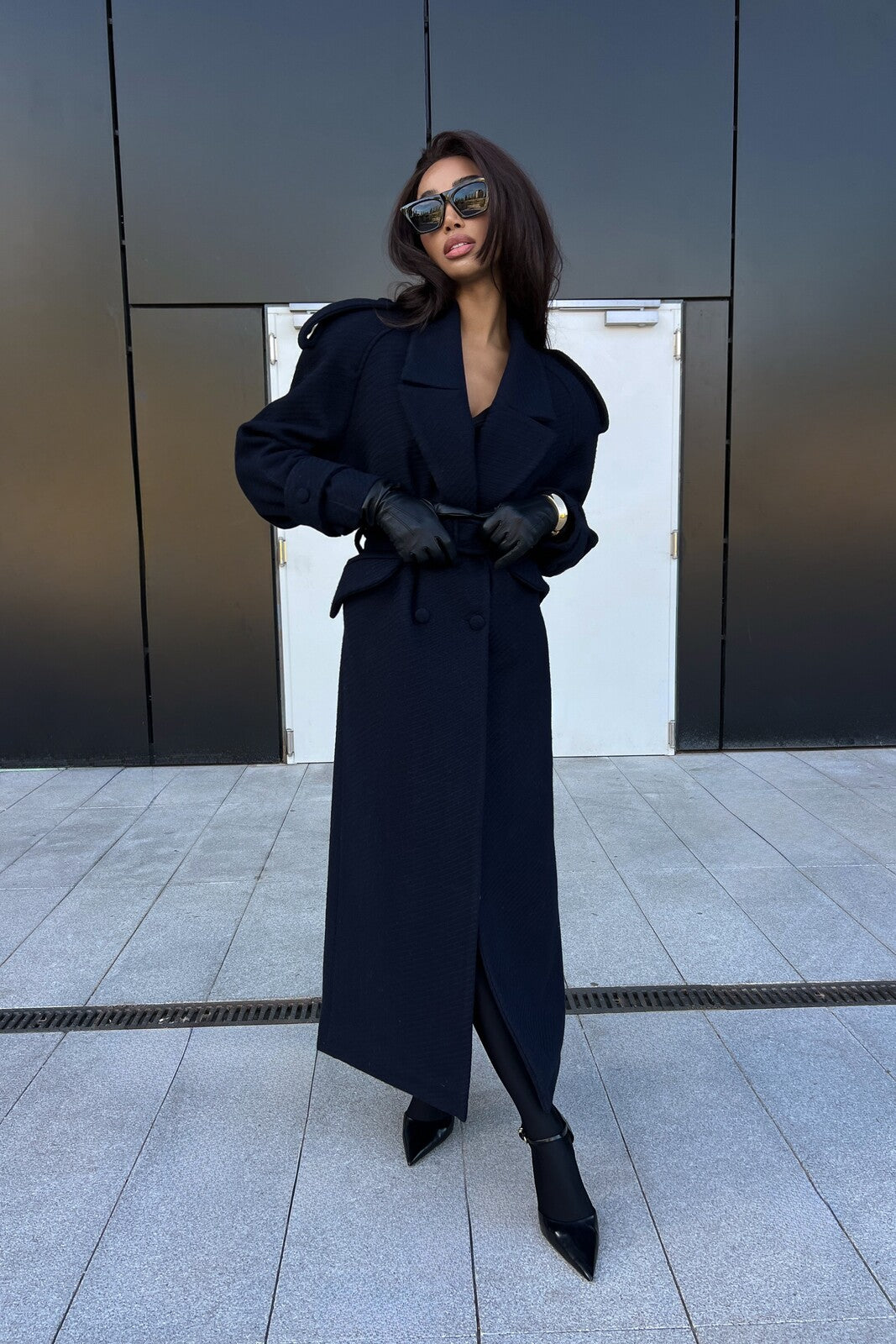NAVY BLUE OVERSIZED OVERCOAT