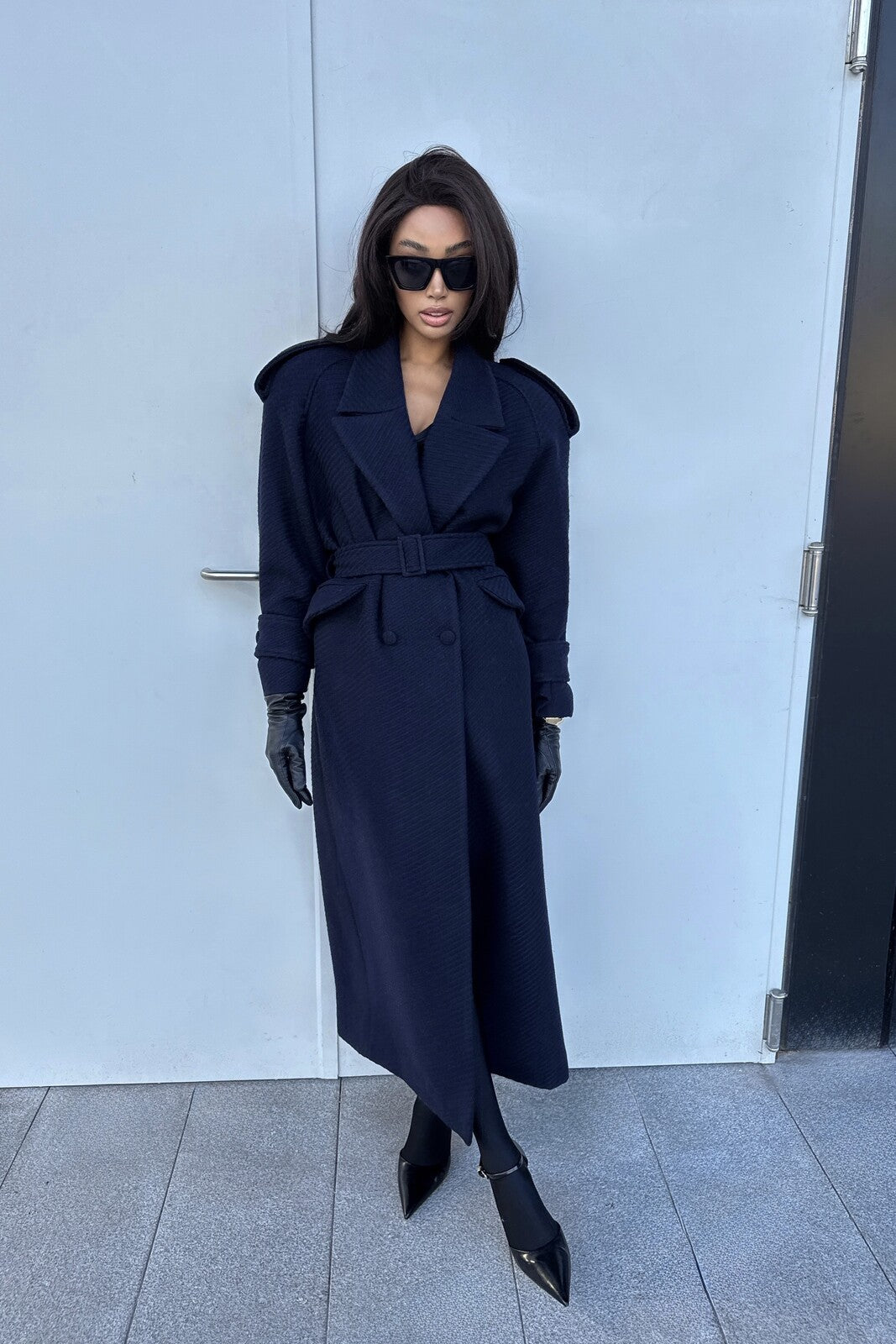 NAVY BLUE OVERSIZED OVERCOAT