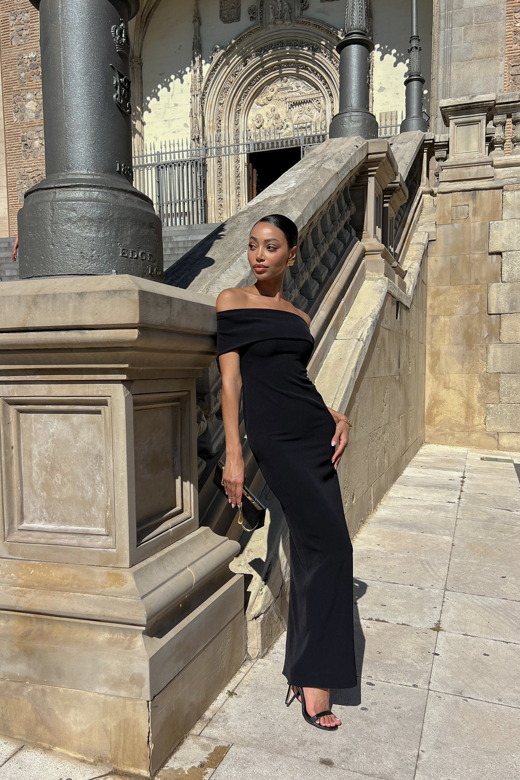 BLACK OFF-THE-SHOULDER DRESS