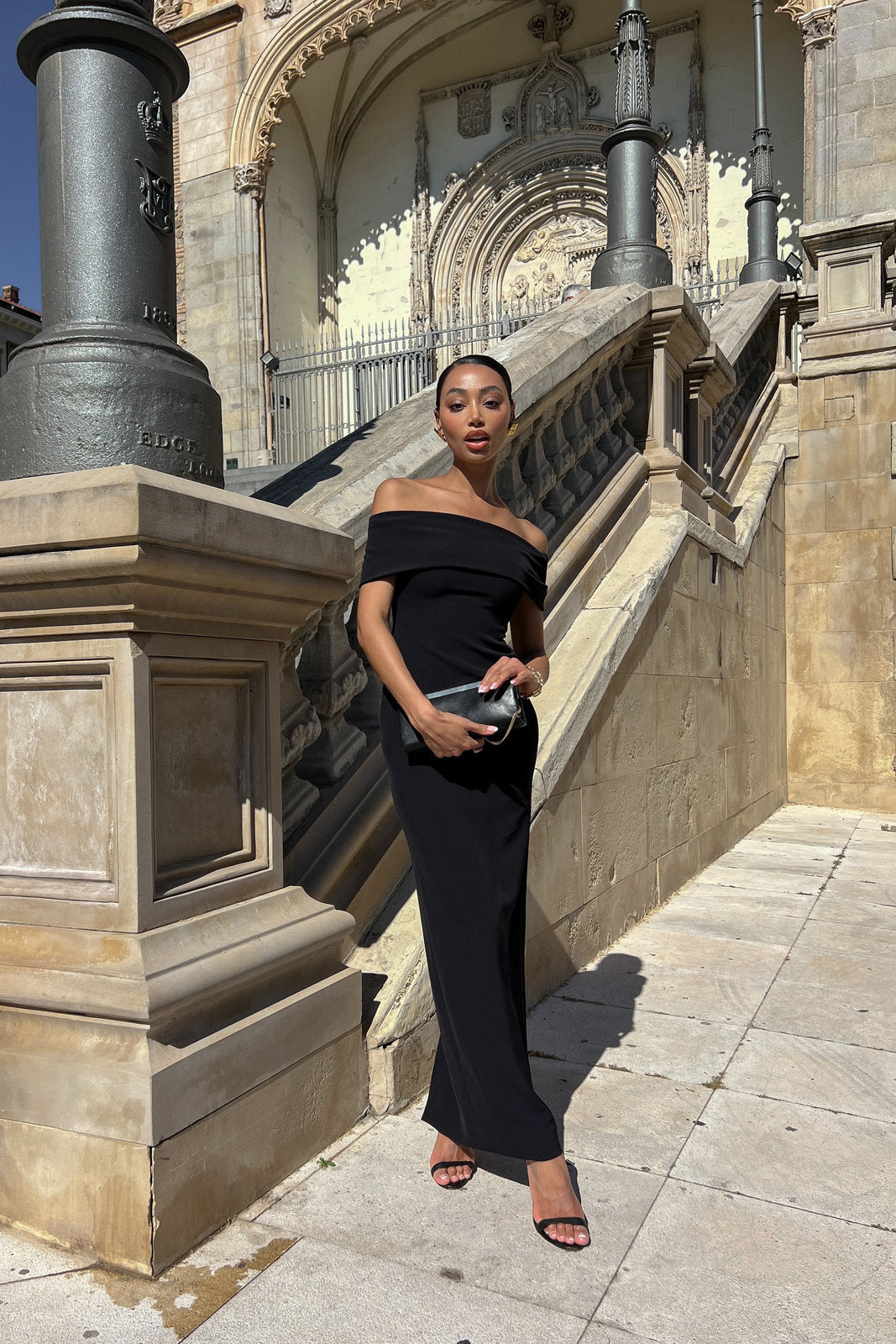 BLACK OFF-THE-SHOULDER DRESS