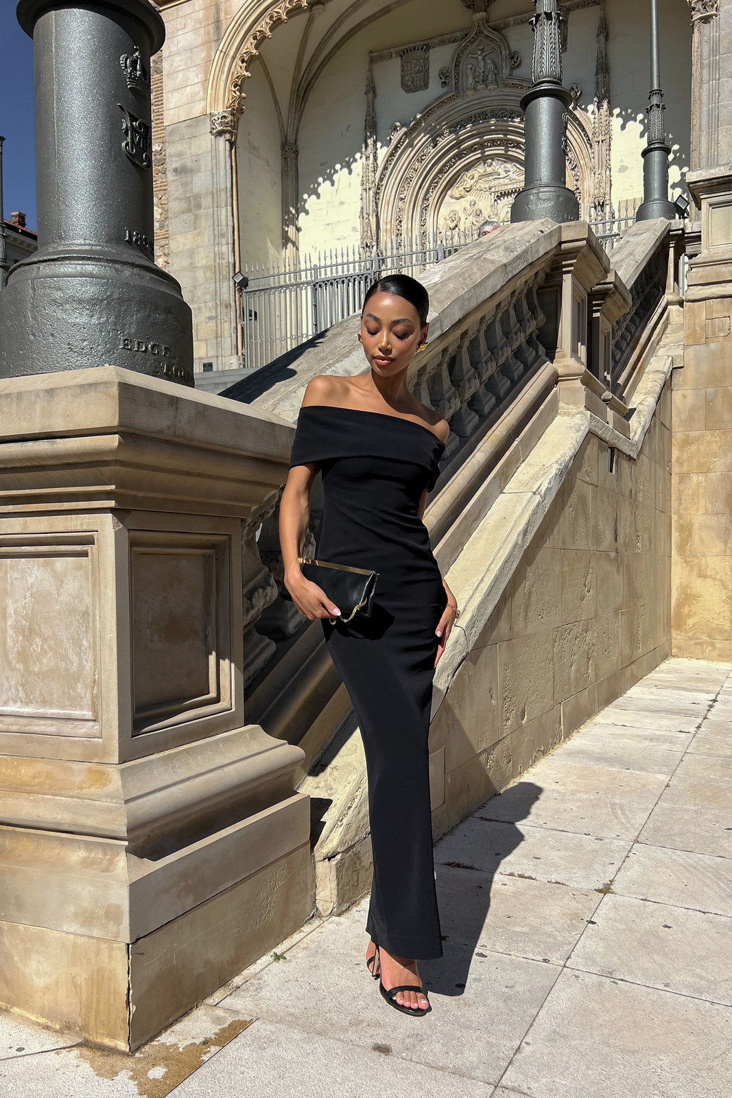 BLACK OFF-THE-SHOULDER DRESS