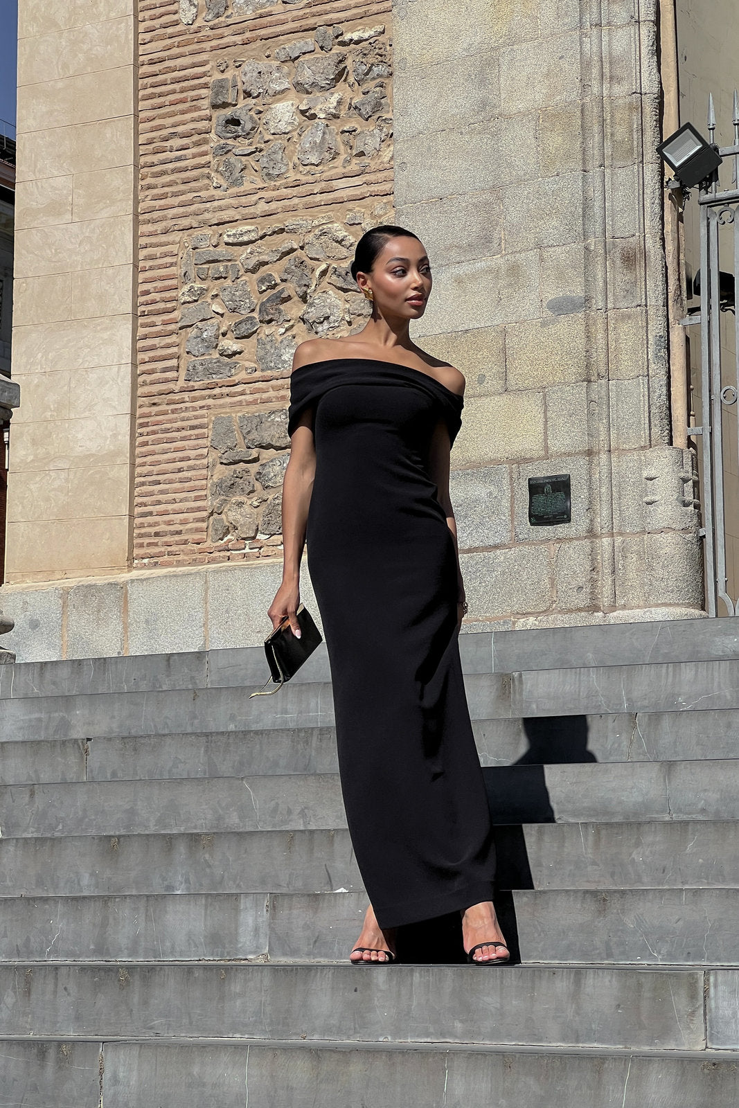 BLACK OFF-THE-SHOULDER DRESS
