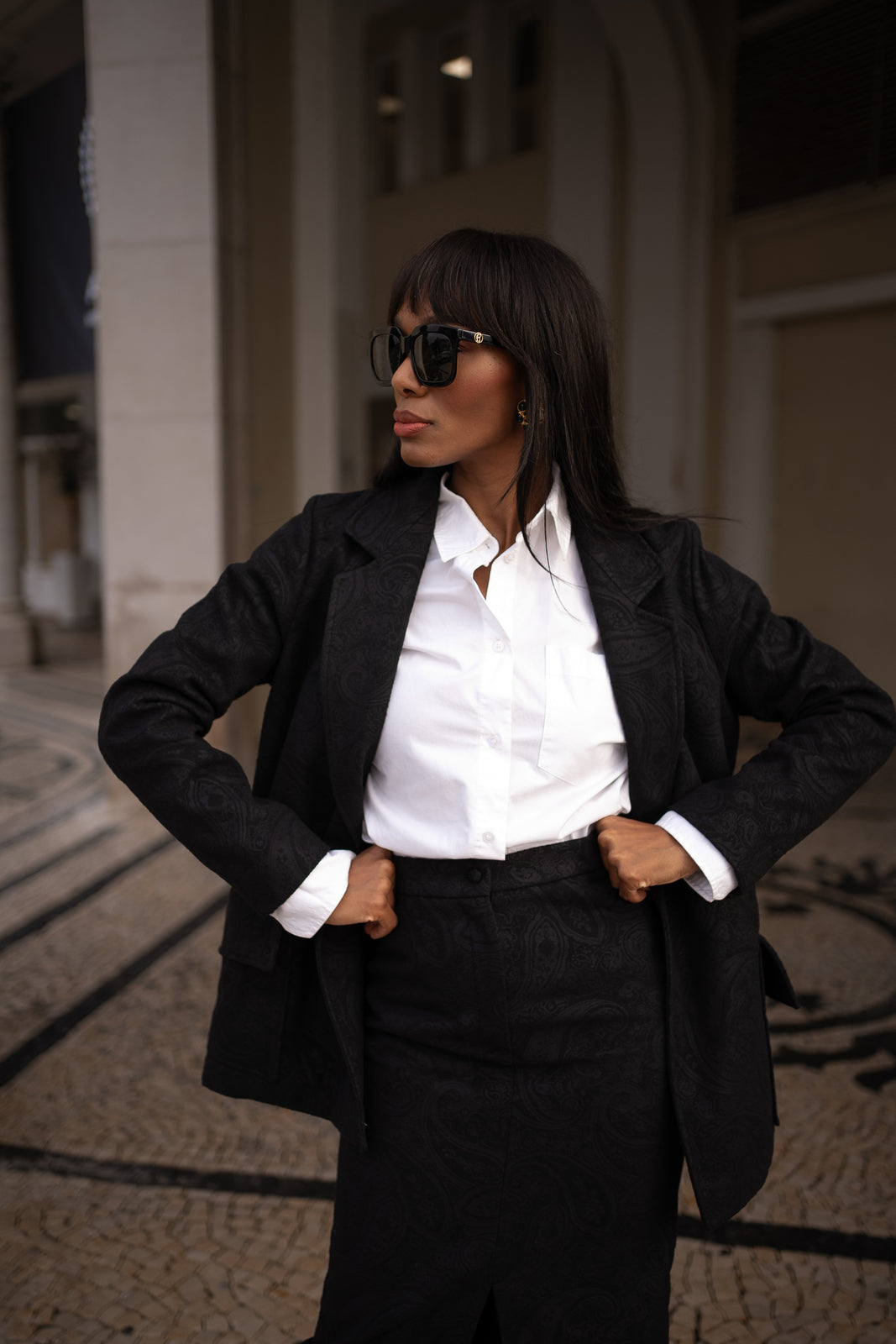 BLACK JACQUARD BLAZER