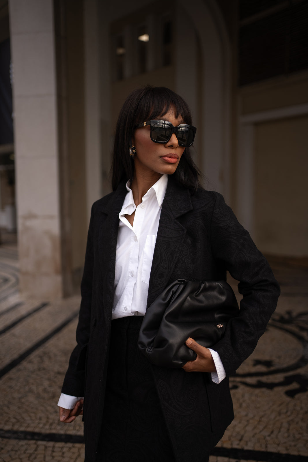 BLACK JACQUARD BLAZER KAO