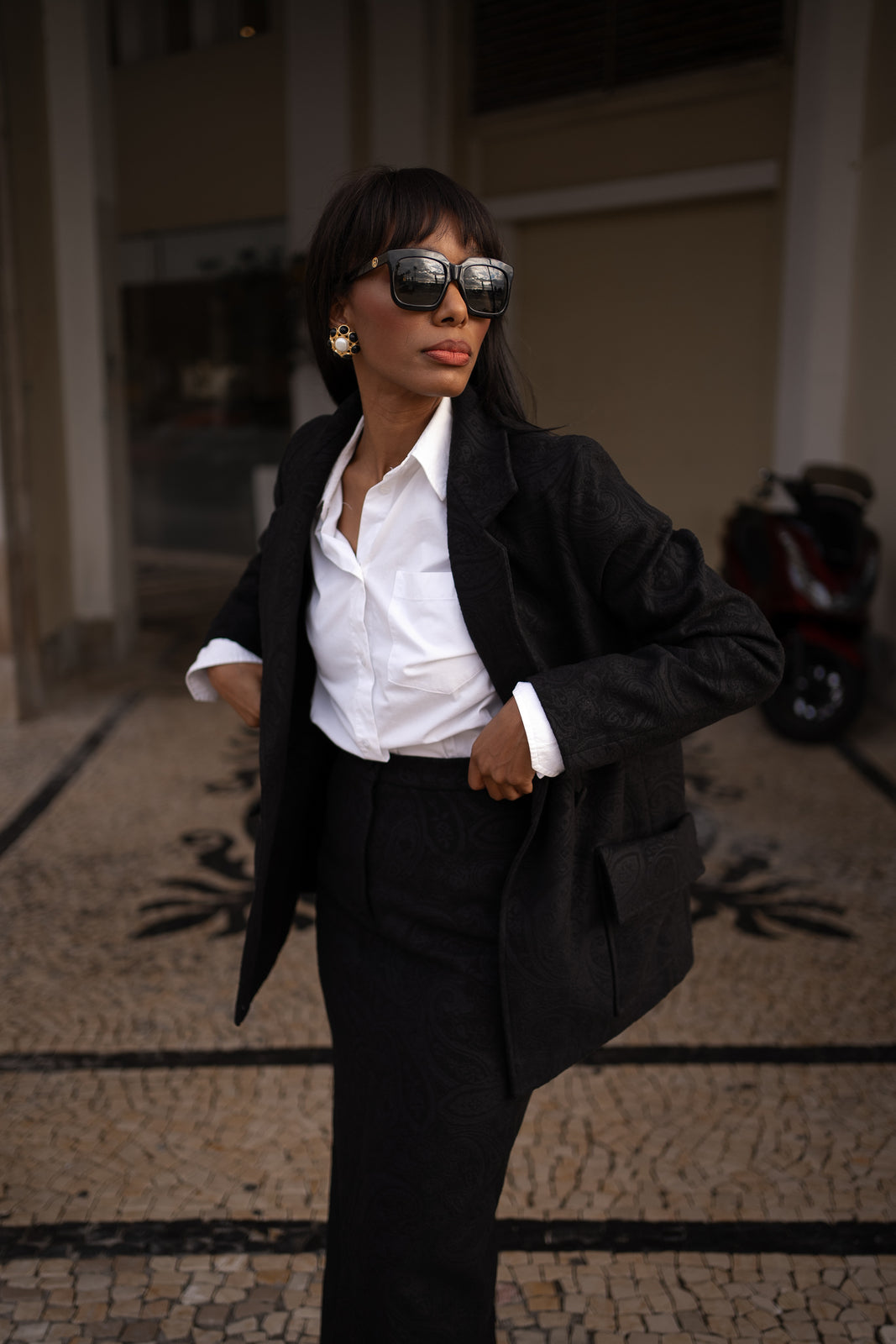 Black clearance jacquard blazer