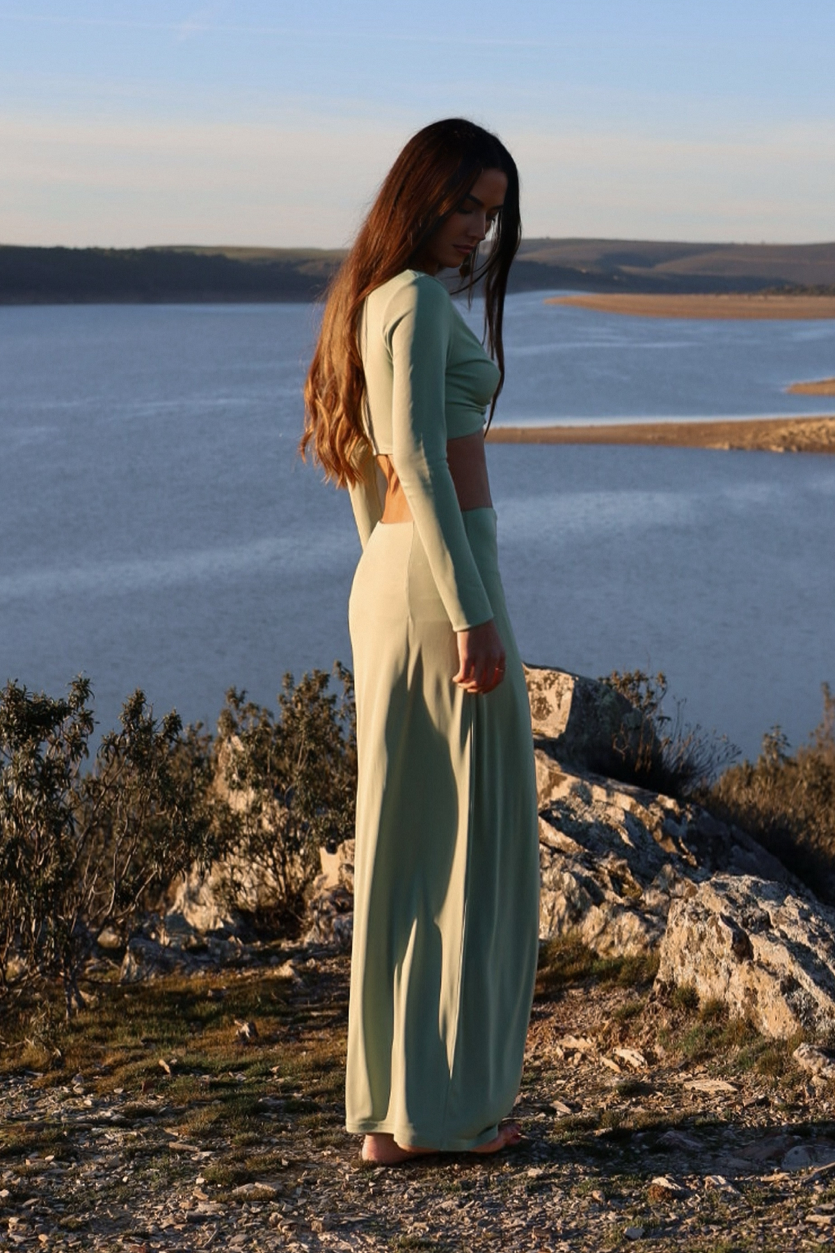 GREEN SKIRT WITH APPLIQUÉ