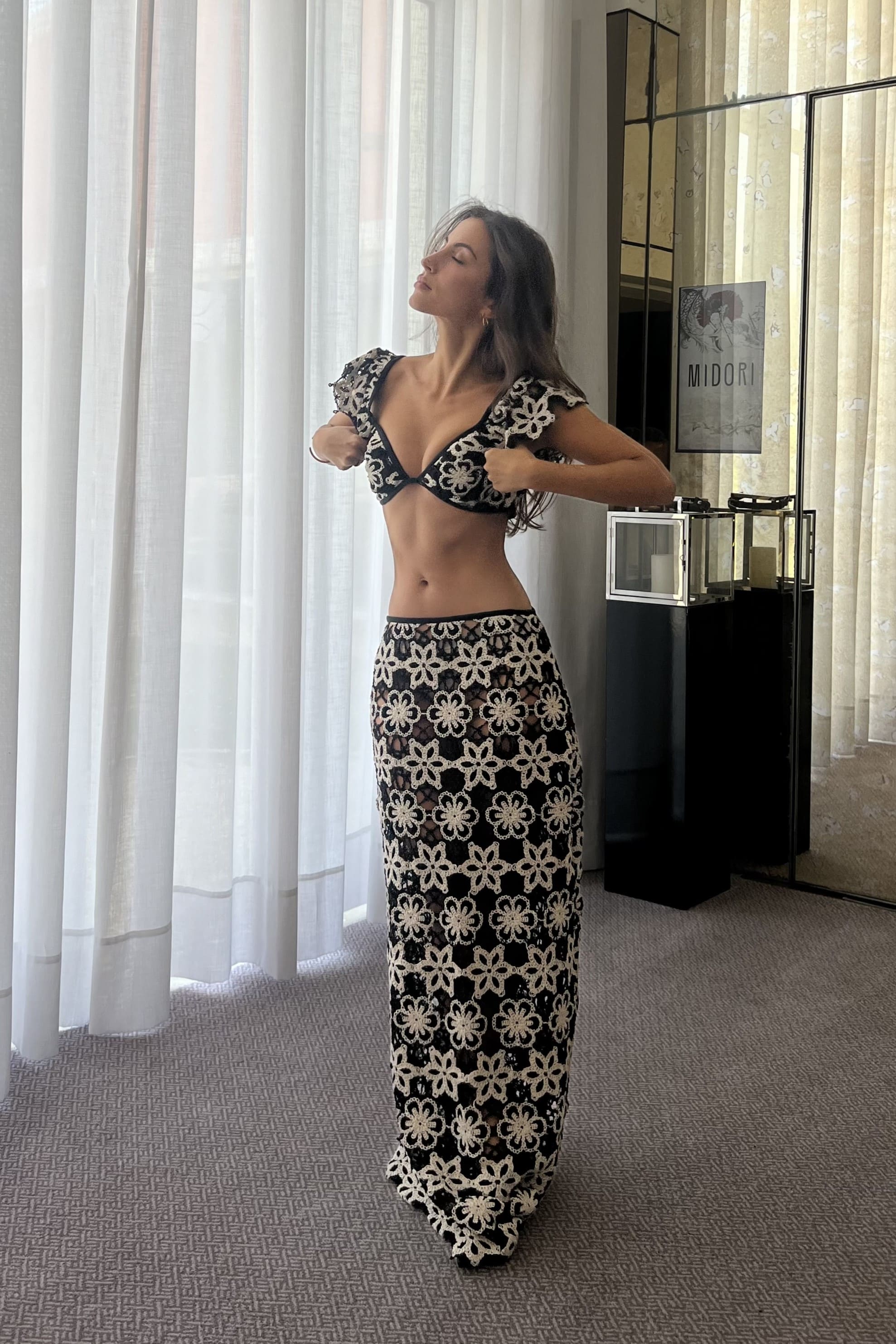 Flower knitted skirt store