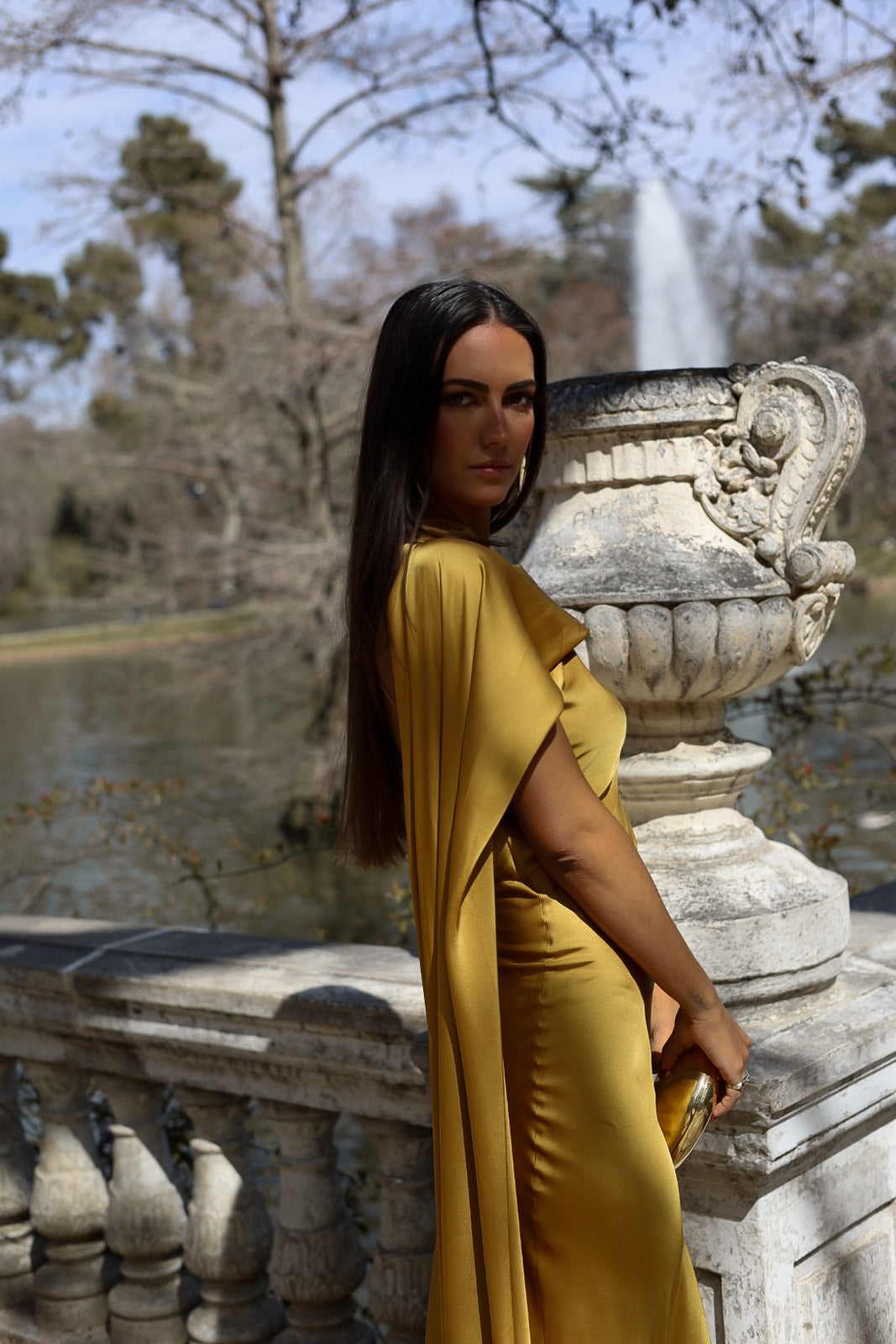 GOLDEN LONG DRESS WITH CAPE - KAO GOLDEN LONG DRESS WITH CAPE - KAO