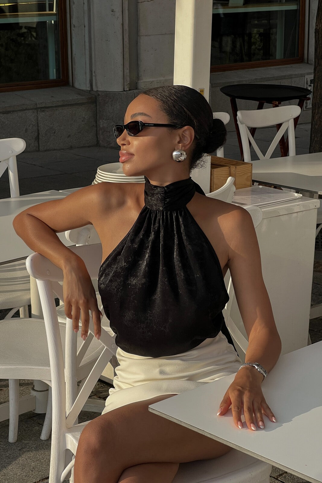 BLACK MARLED BLOUSE