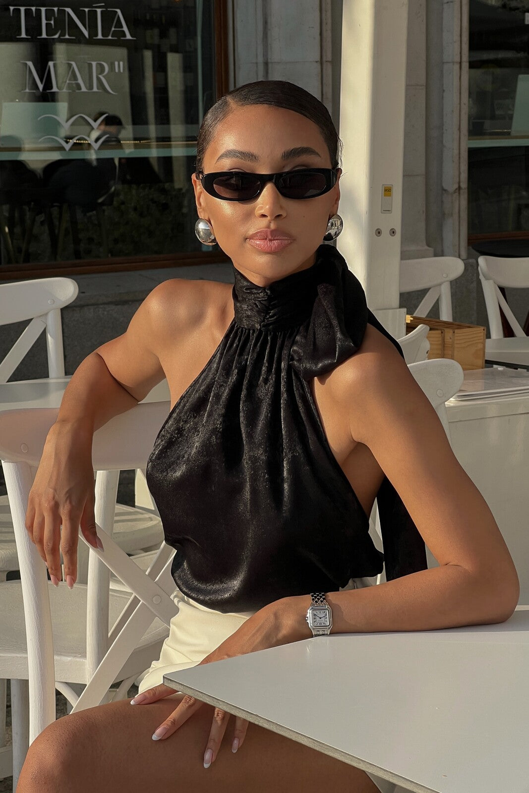 BLACK MARLED BLOUSE