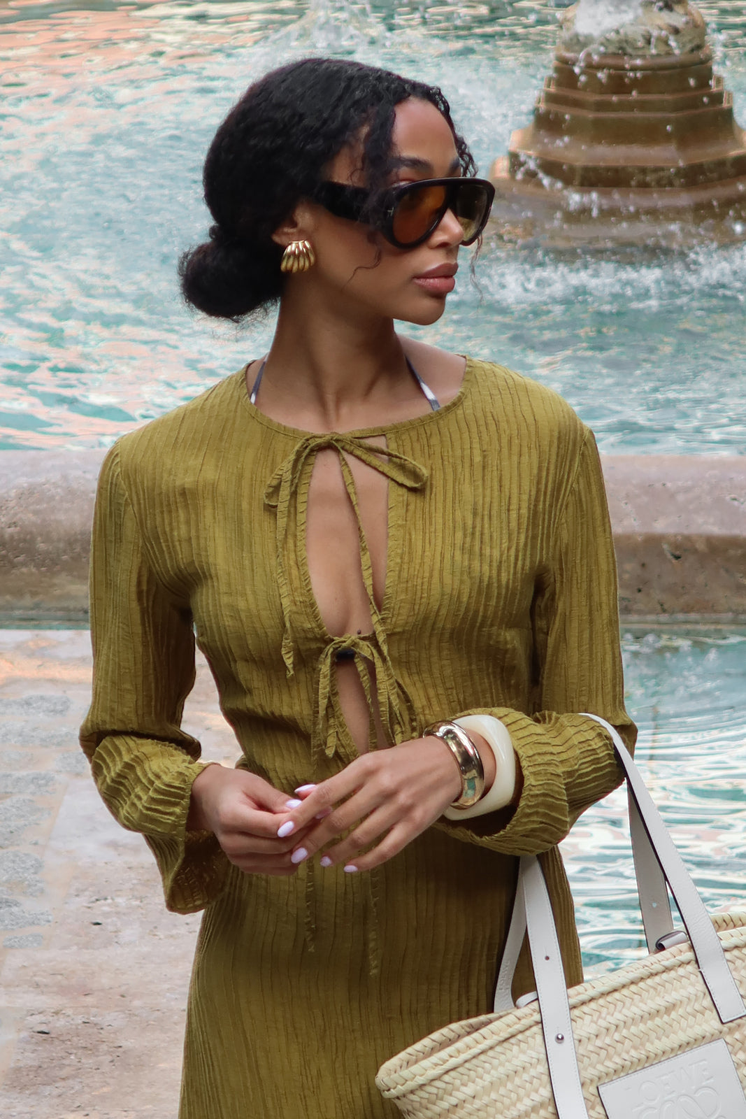 OLIVE GREEN SHIRT WITH TEXTURE