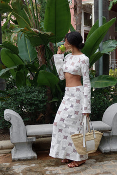 WHITE KNIT FLOWER CROP TOP - KAOÂ
